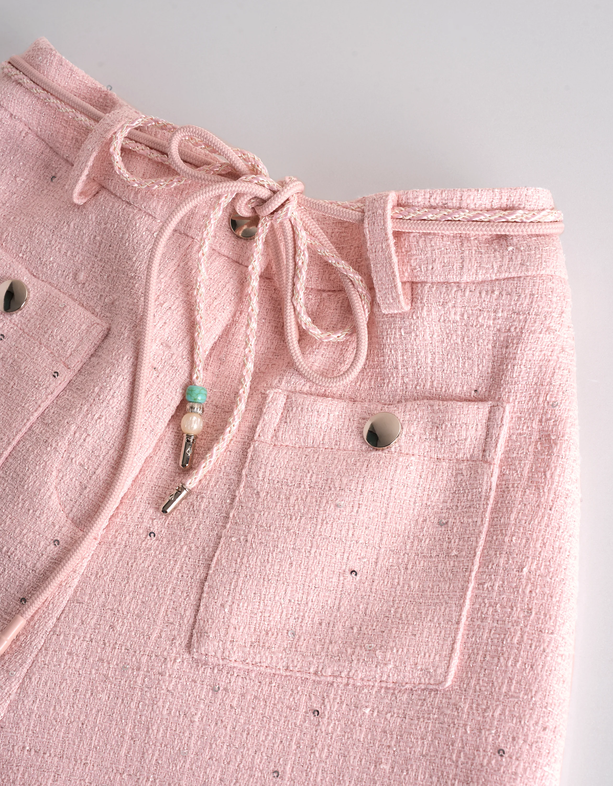 A-line Belted Tweed Shorts - Image 6