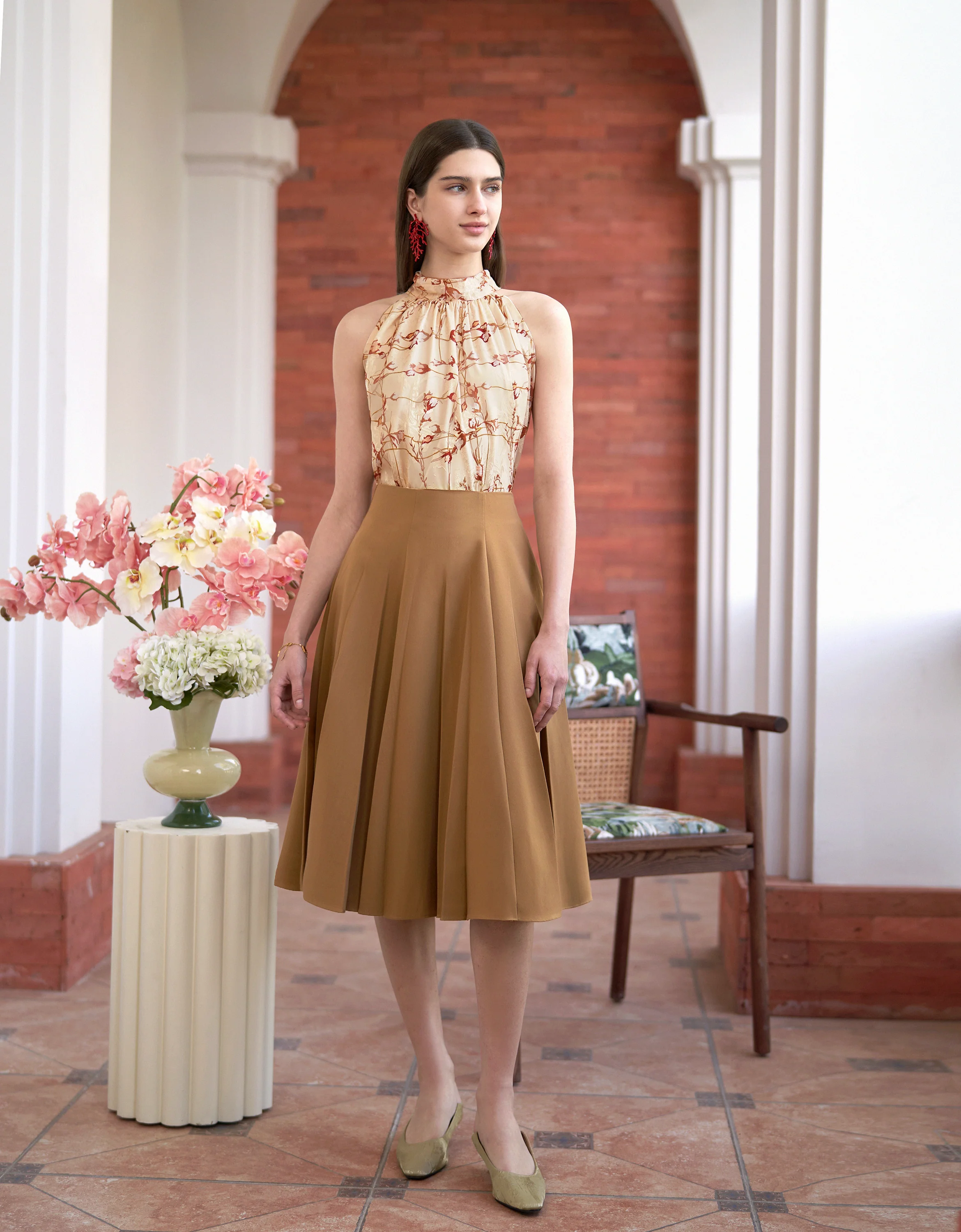 A-line Pleated Midi Skirt - Image 2