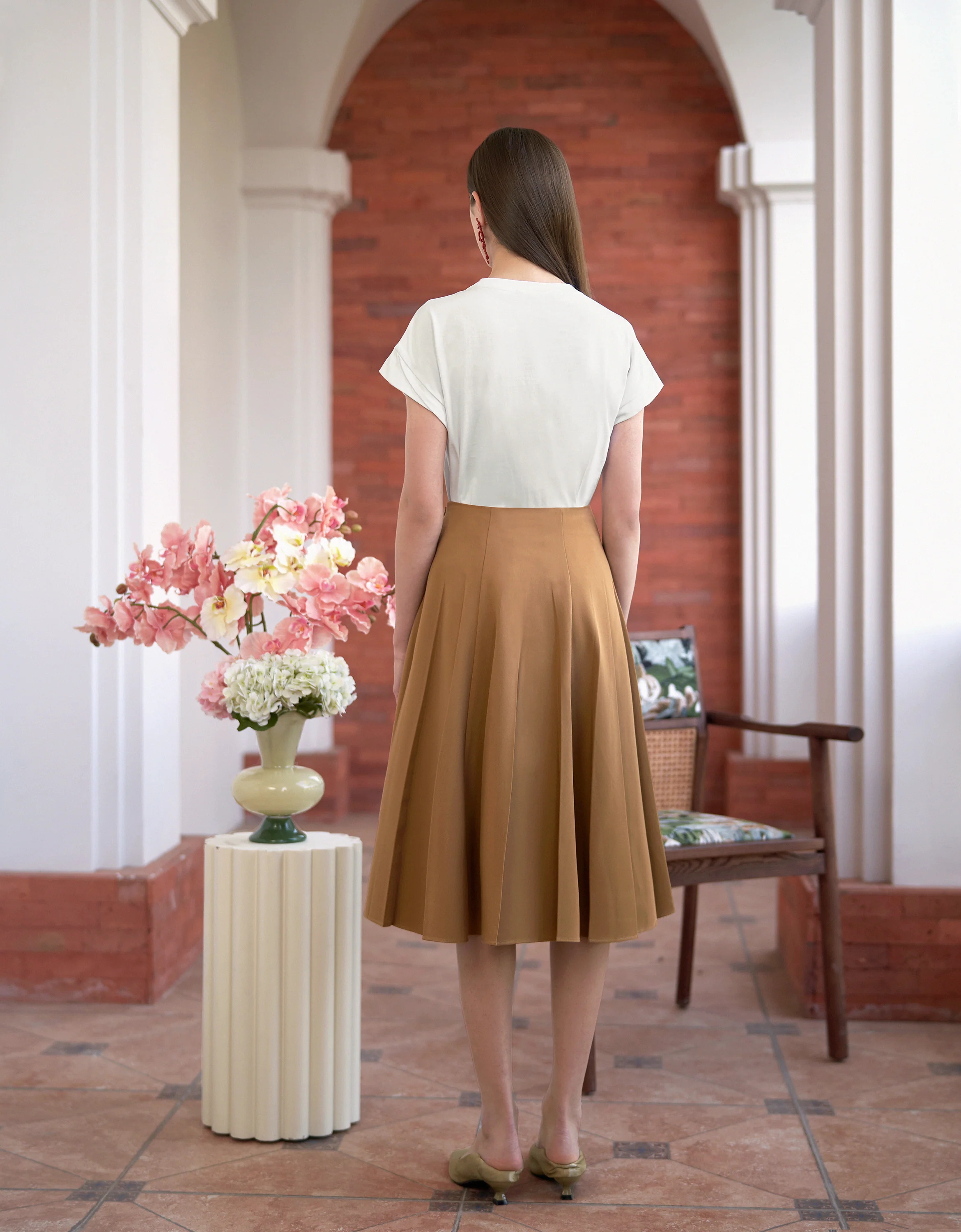A-line Pleated Midi Skirt - Image 4