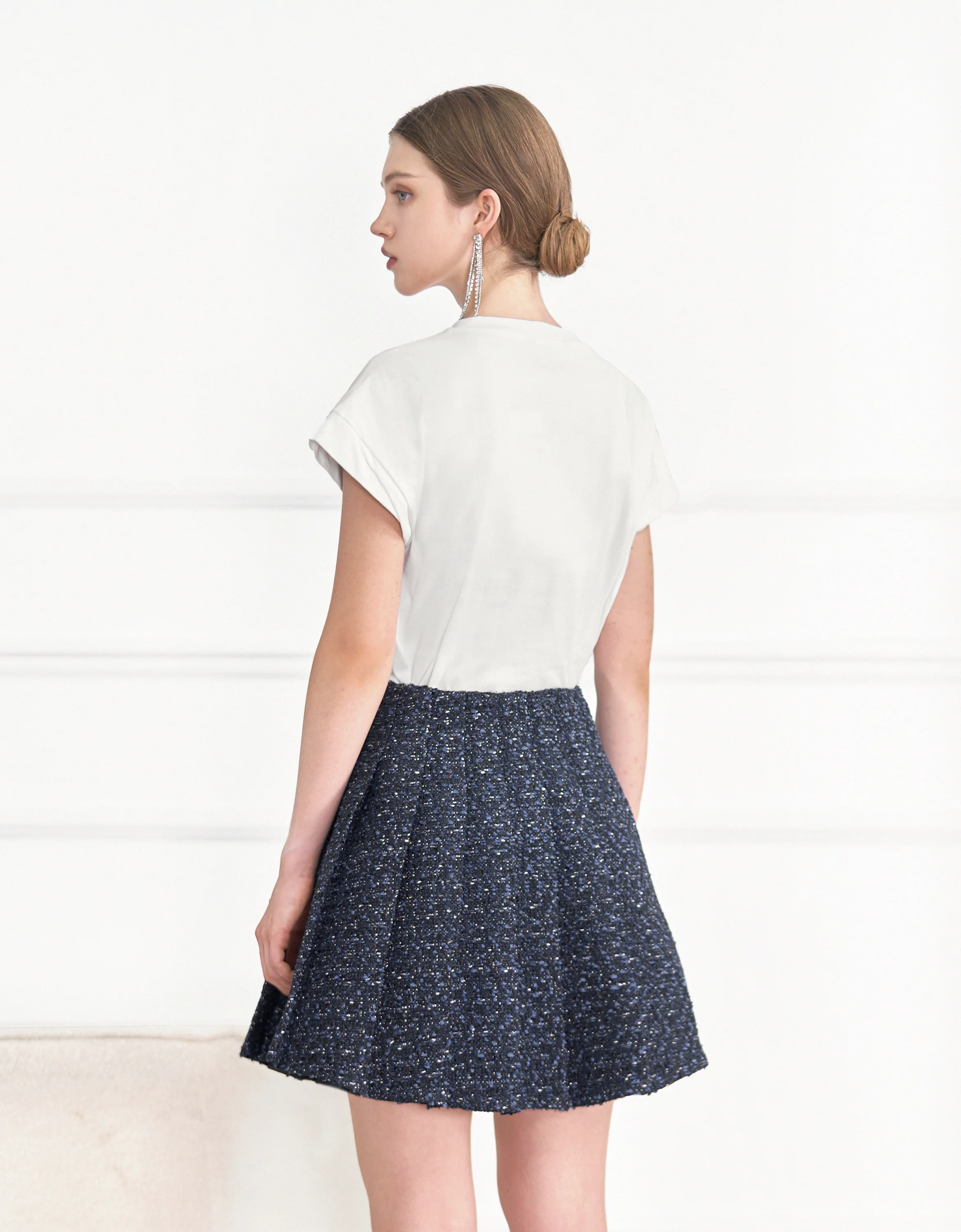 A-line Pleated Tweed Skirt - Image 7