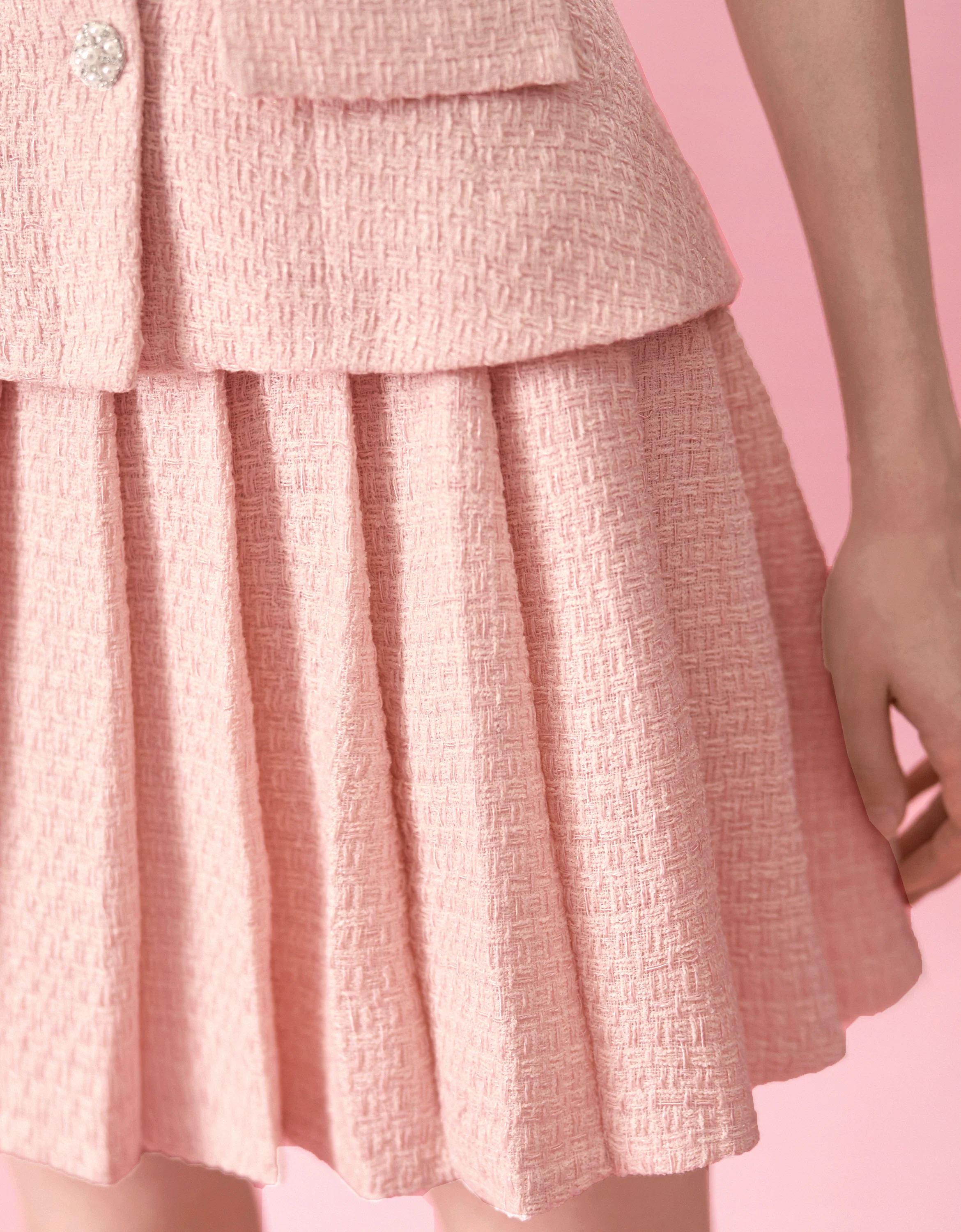 A-line Pleated Tweed Skirt - Image 14