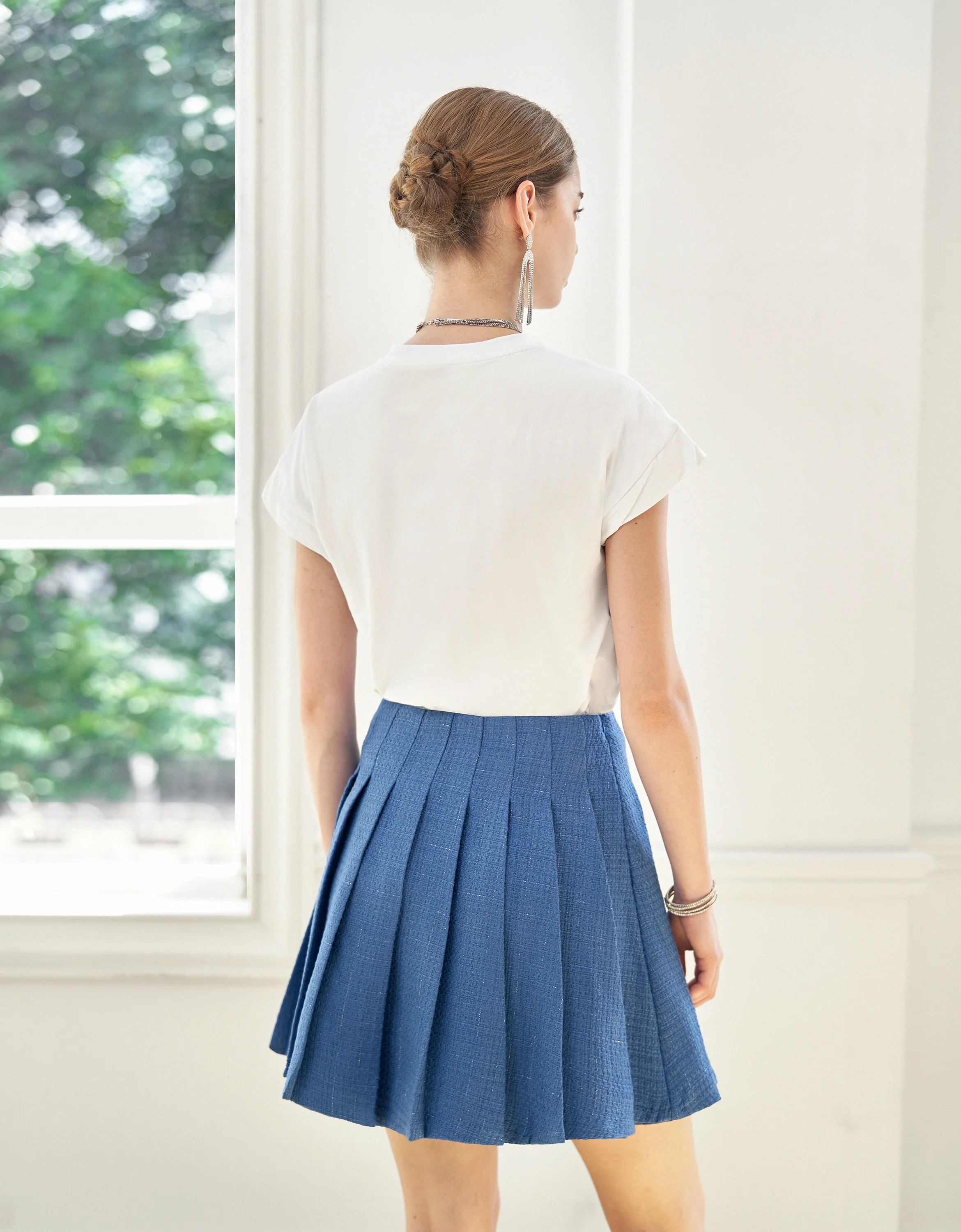A-line Pleated Tweed Skirt - Image 20