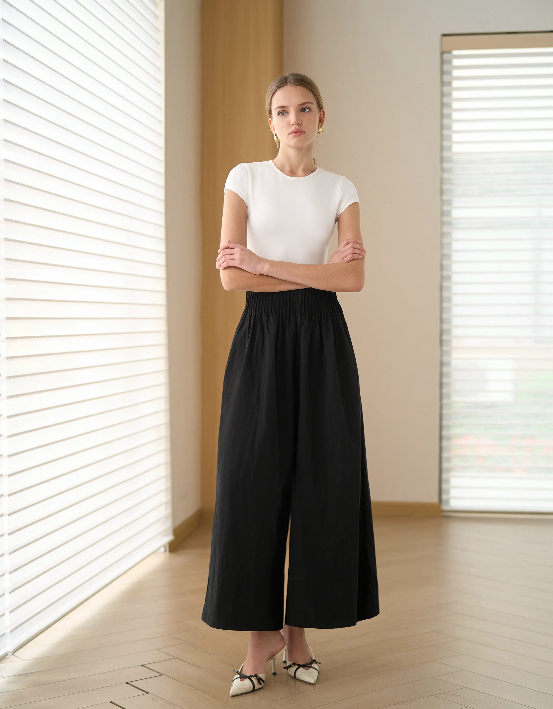 A-line Pleated Wide Leg Trousers - Image 2