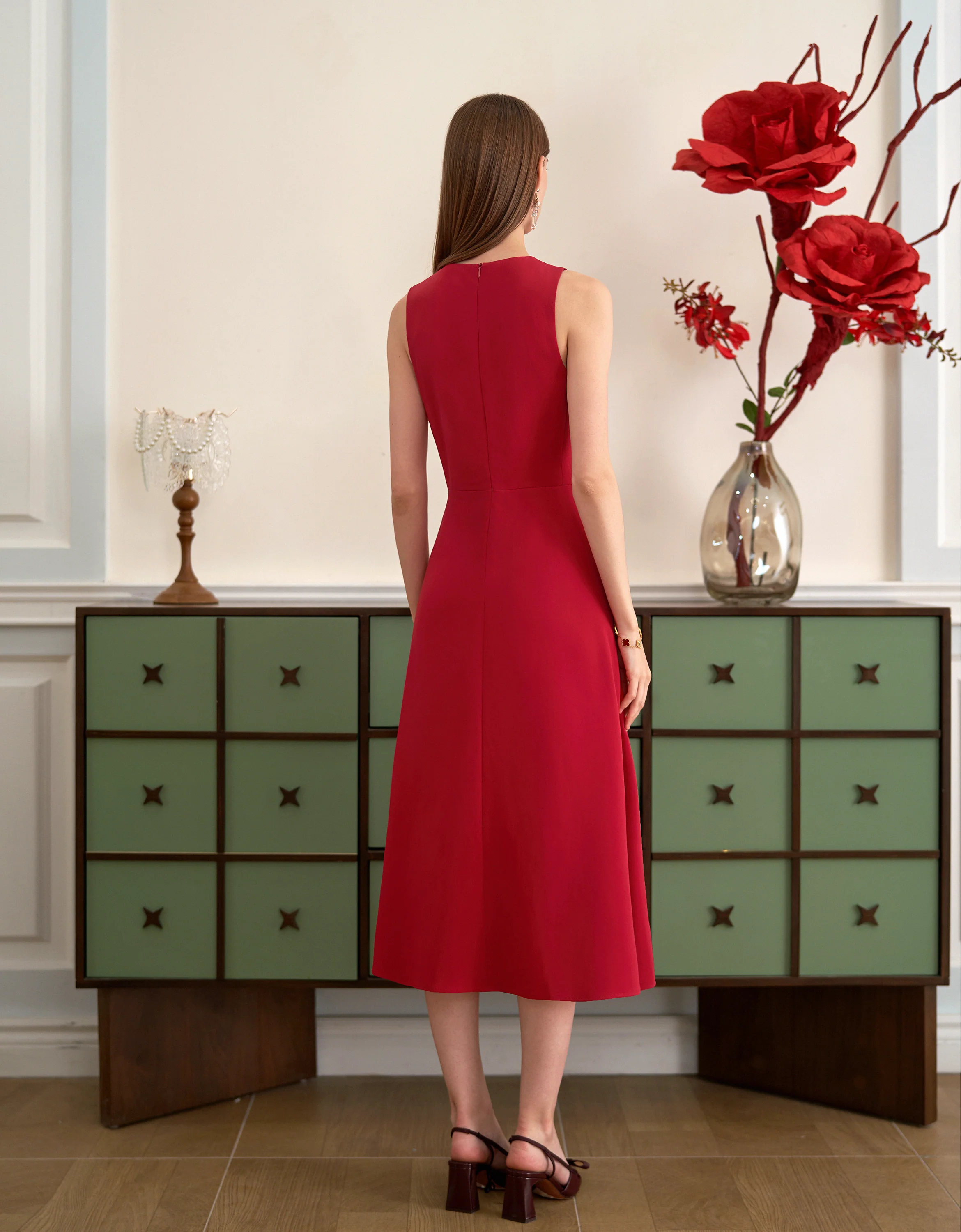 Acetate A-line Midi Dress - Image 3