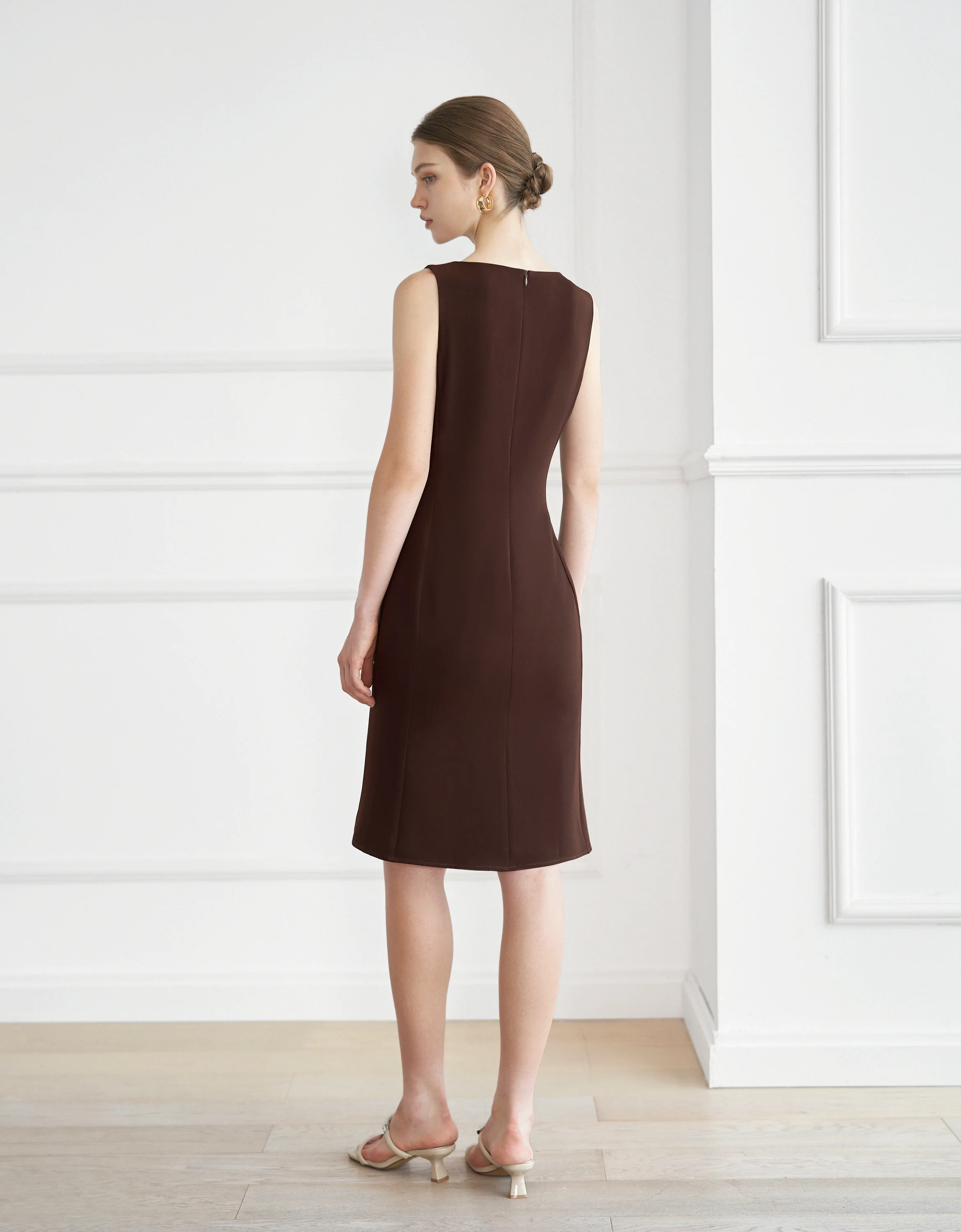 Acetate-blend Boat Neck Fishtail Hem Dress - Image 5