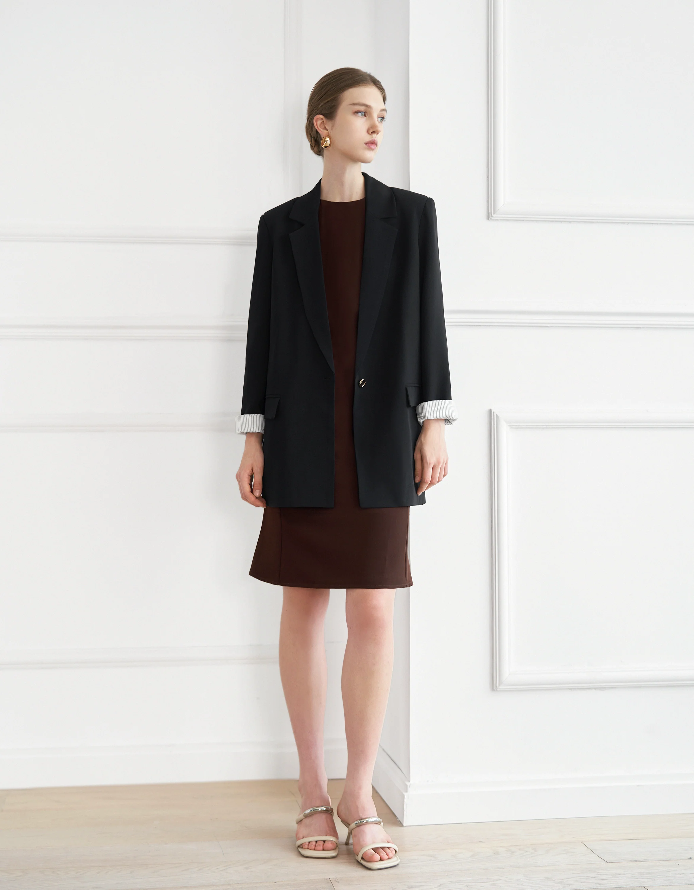 Acetate-blend Boat Neck Fishtail Hem Dress - Image 8