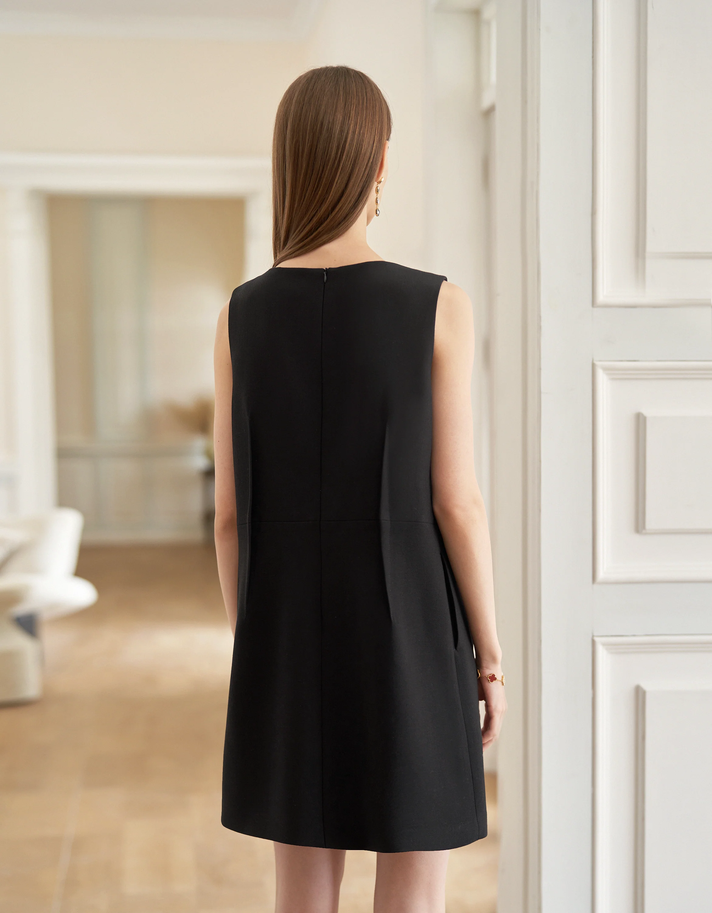 Acetate-blend Bow Front Sleeveless Dress - Image 4