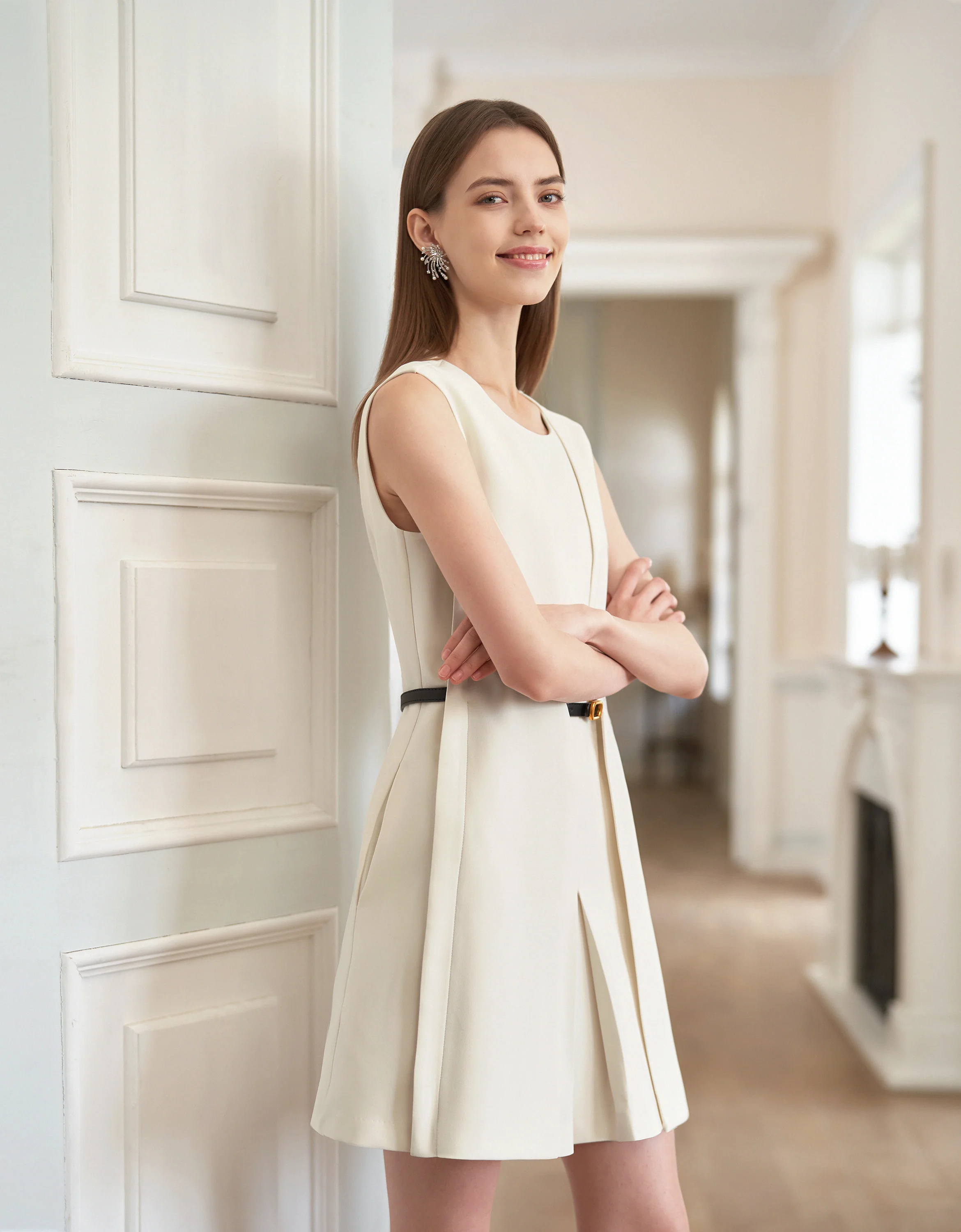 Acetate-blend Sleeveless Layered Dress - Image 12
