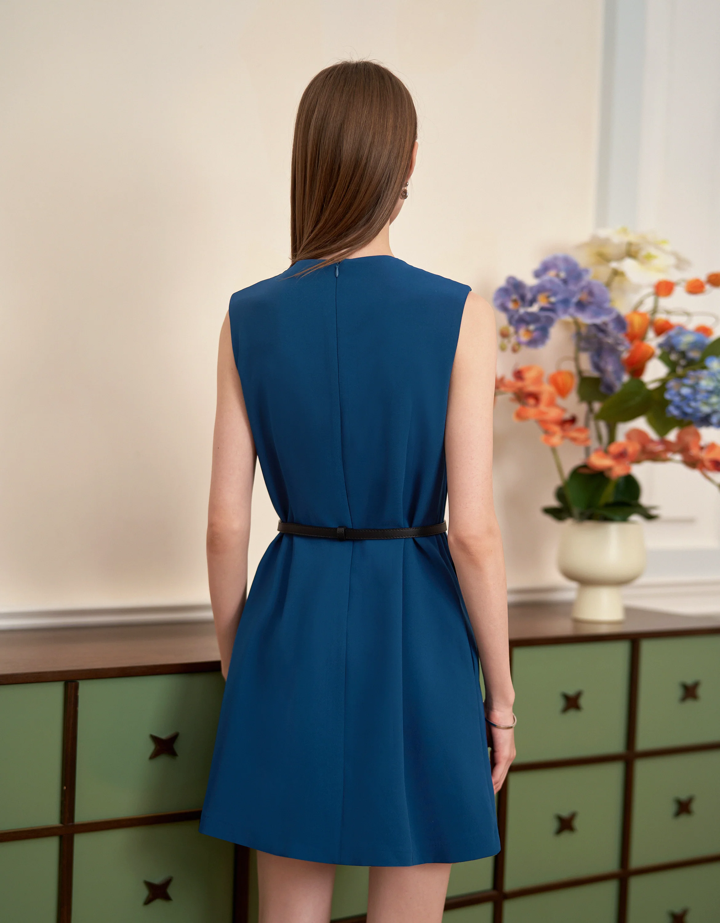 Acetate-blend Sleeveless Layered Dress - Image 5