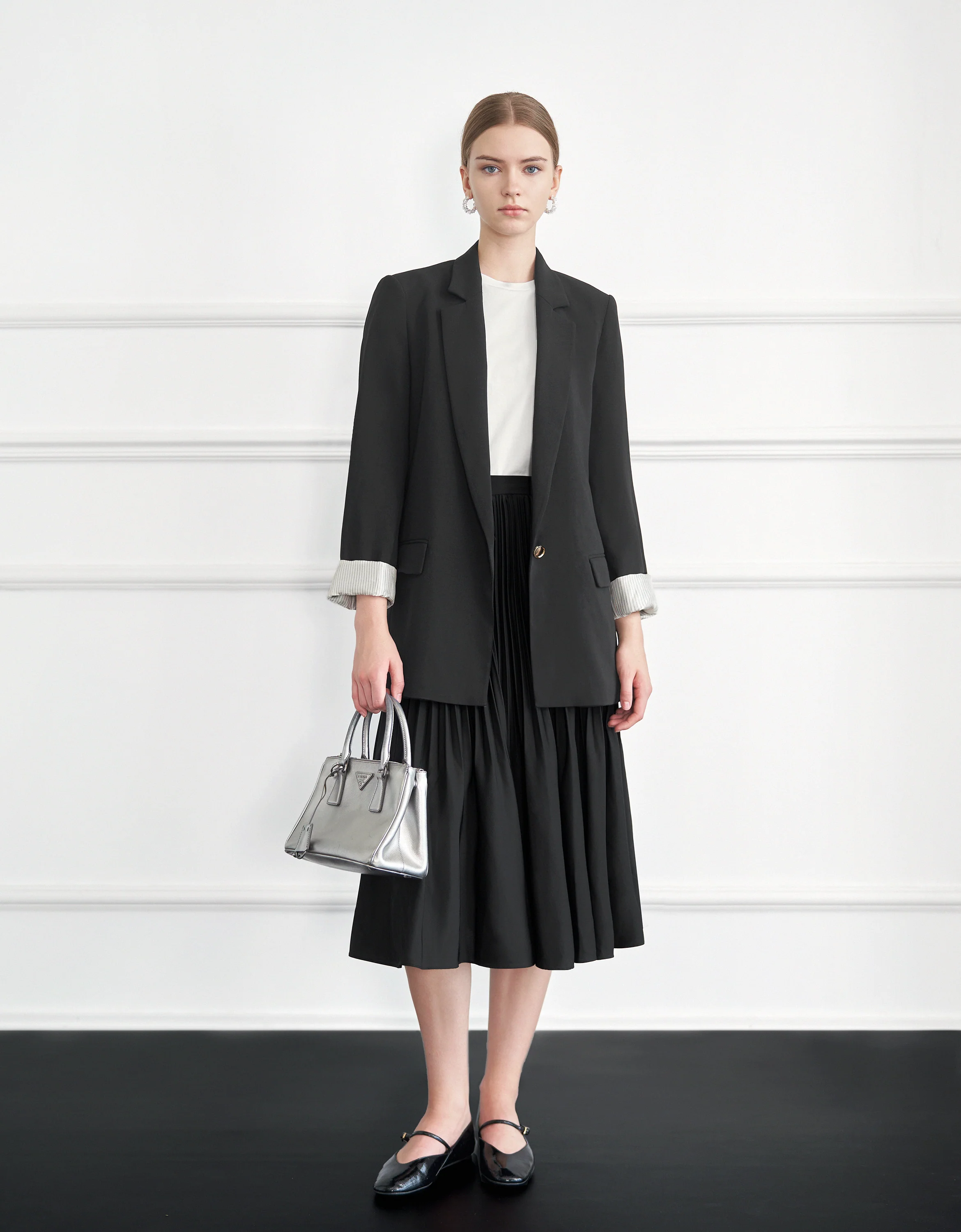 Acetate Contrast Stripe Cuffs Suit Blazer - Image 4