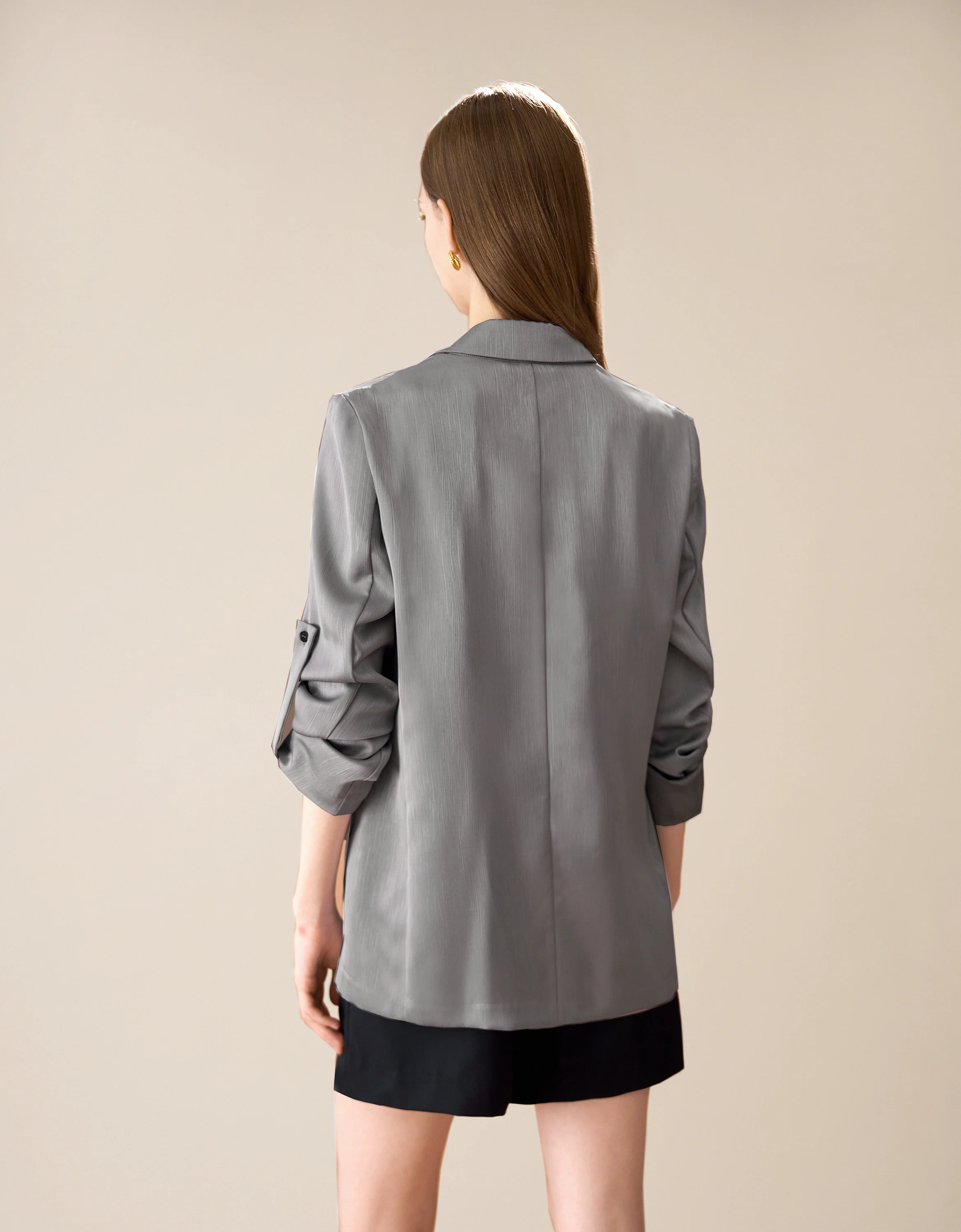 Adjustable Ruched Sleeve Blazer - Image 6