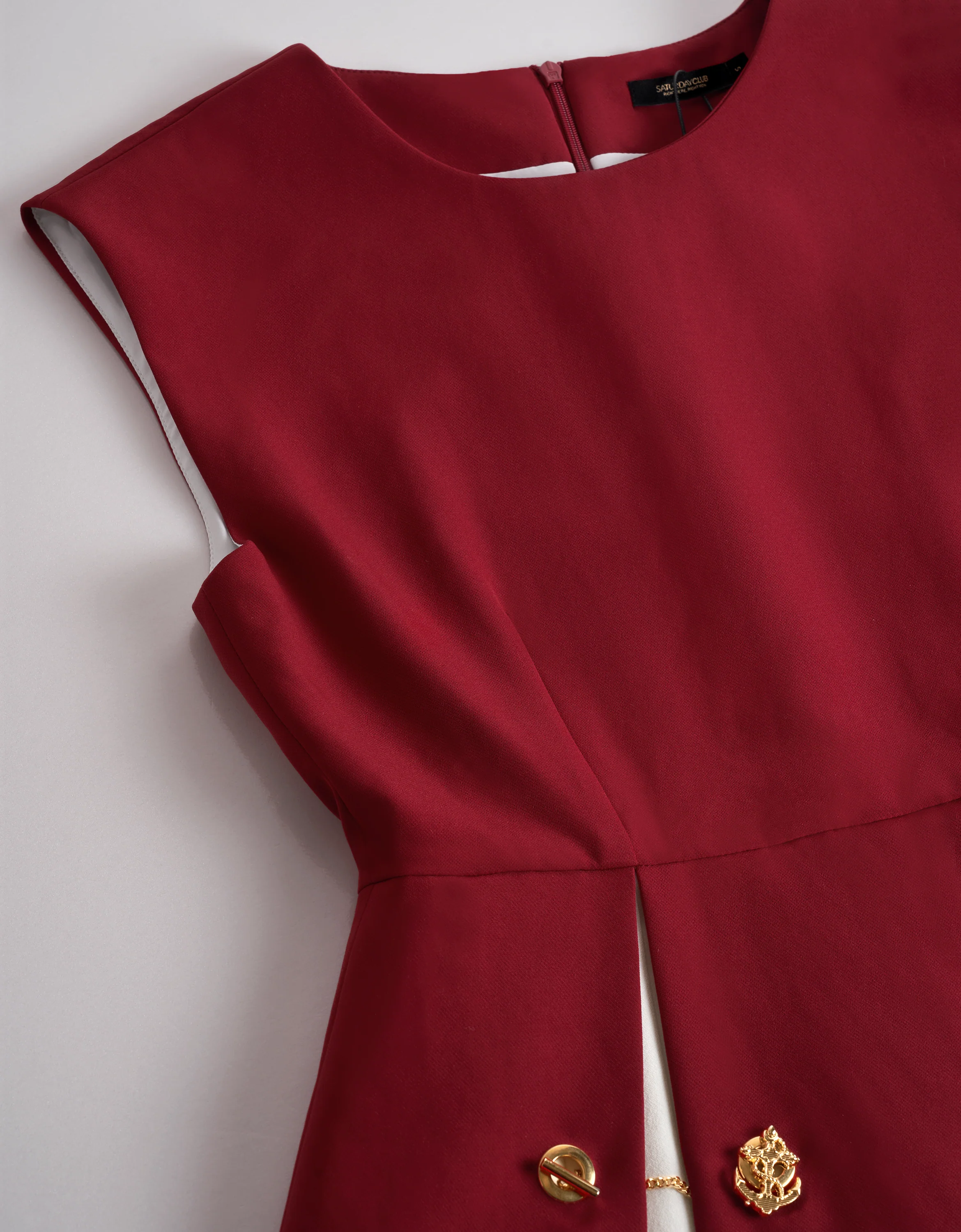 Anchor Chain Contrast Pleated Hem Sleeveless Dress - Image 7