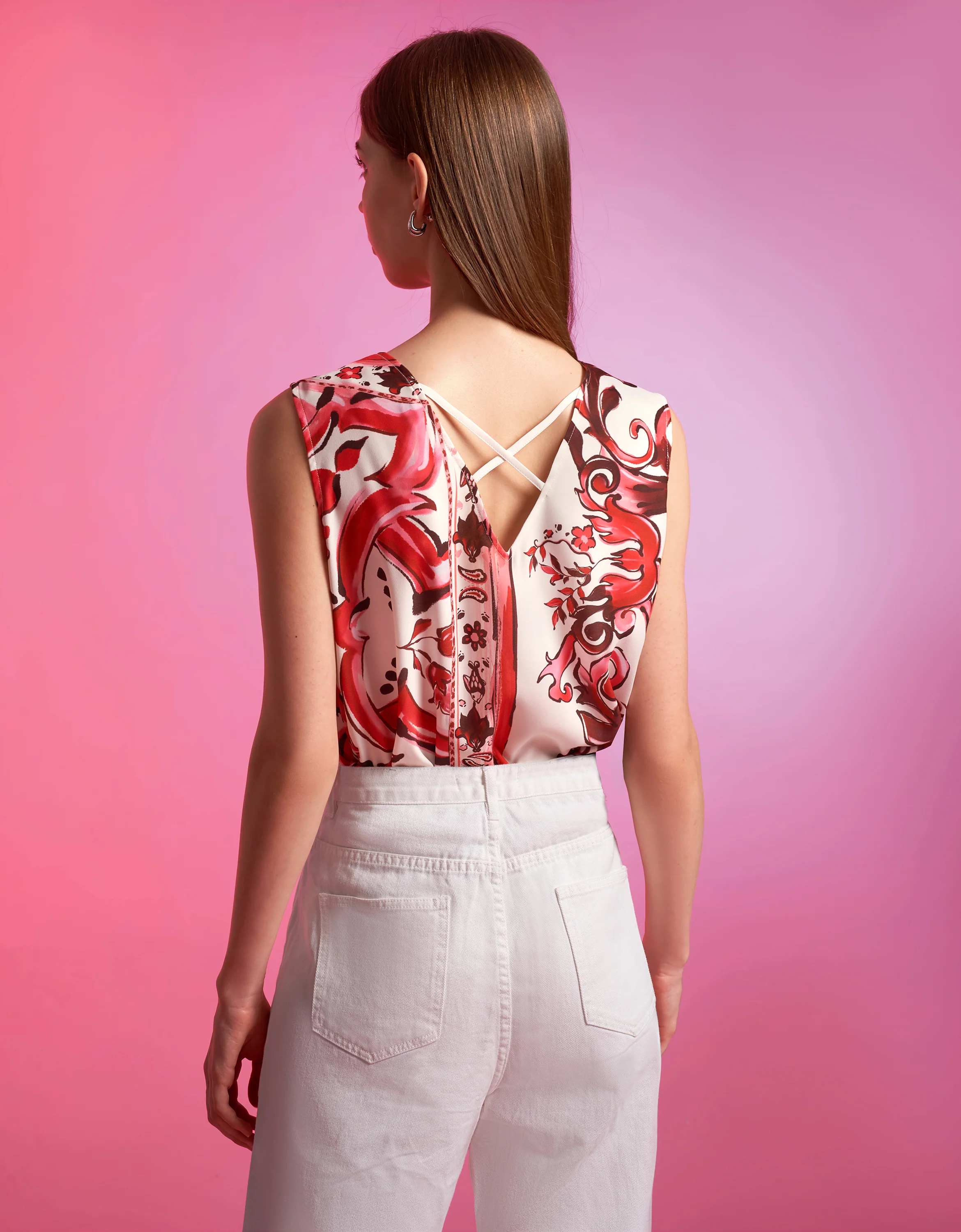 Art Print Criss Cross Back Top - Image 8
