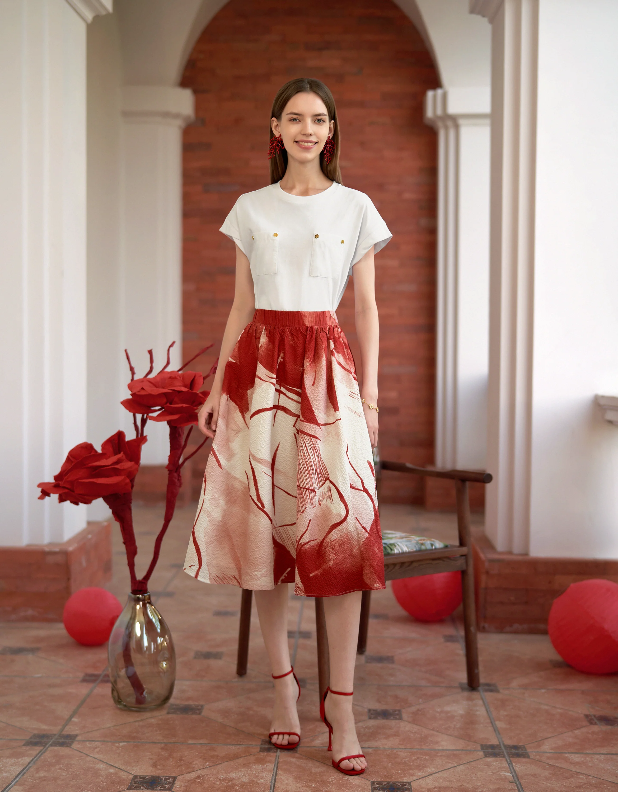 Art Print Midi Skirt - Image 4