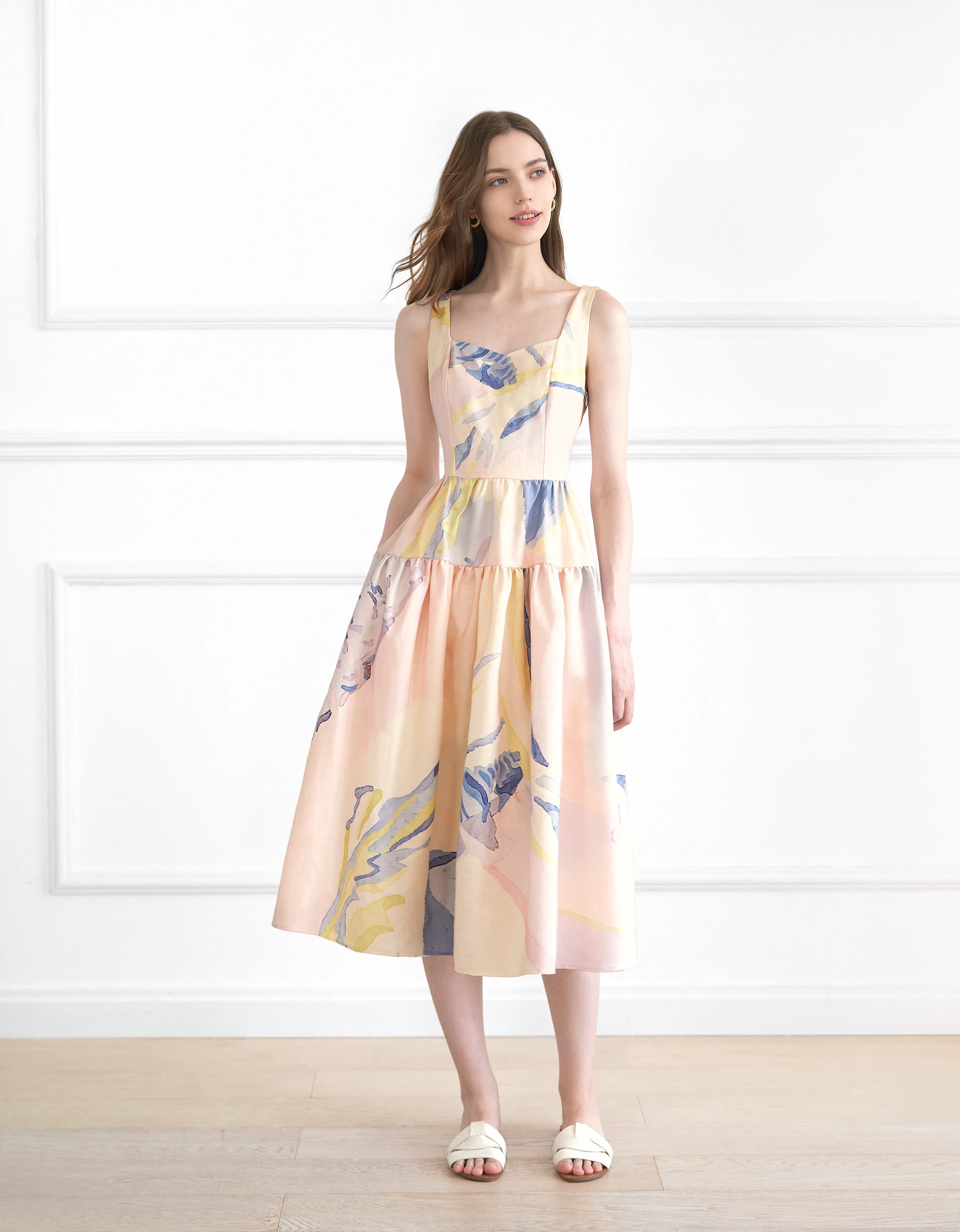 Art Print Sleeveless Midi Dress - Image 5