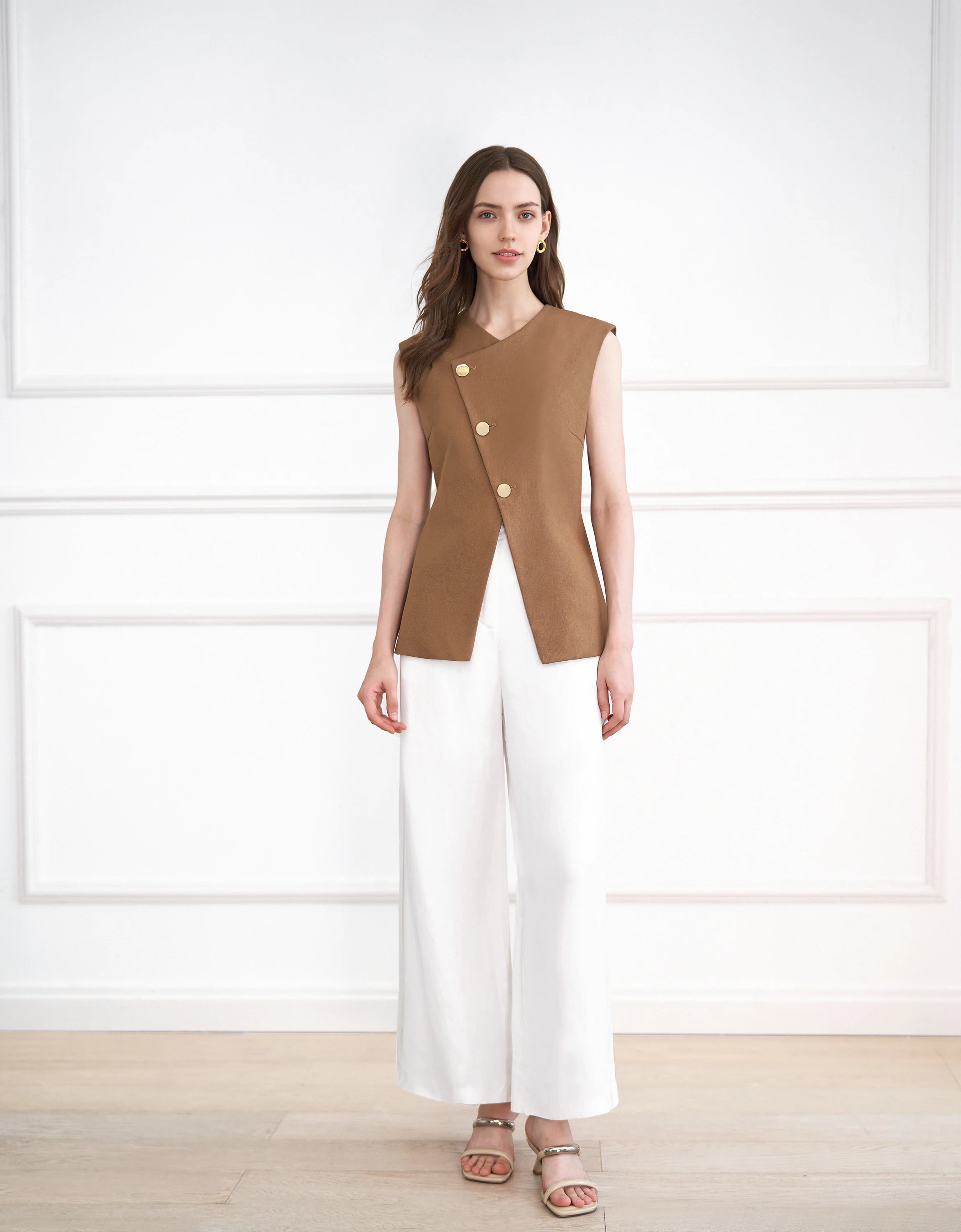 Asymmetric Button Front Vest - Image 10
