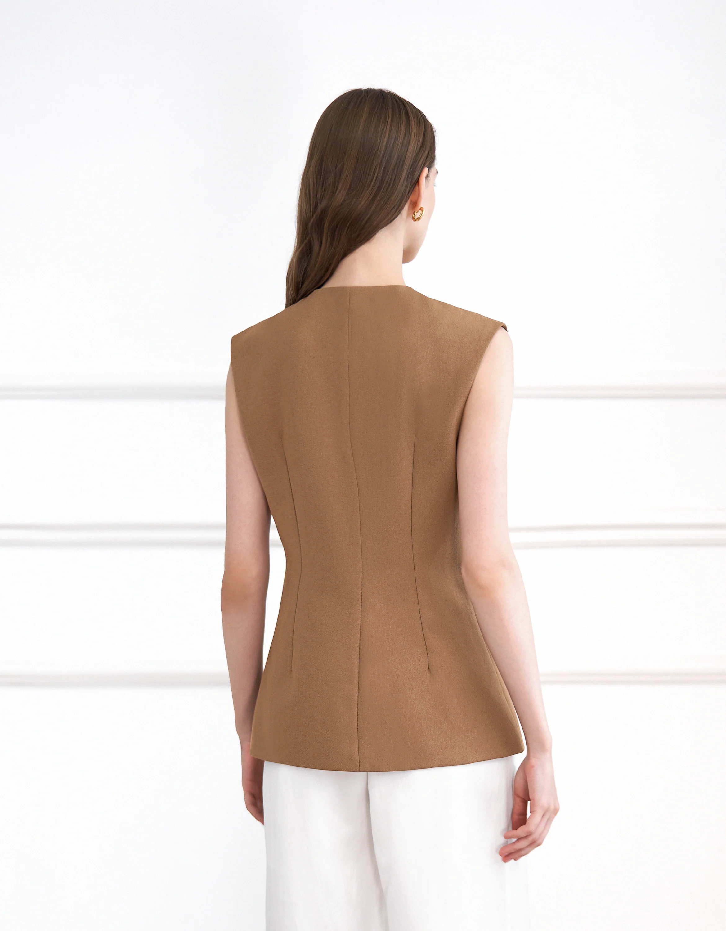 Asymmetric Button Front Vest - Image 11