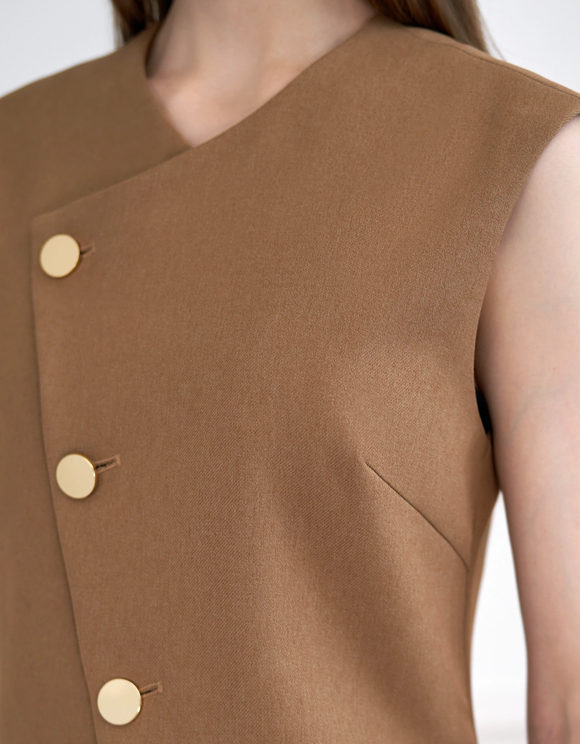 Asymmetric Button Front Vest - Image 12