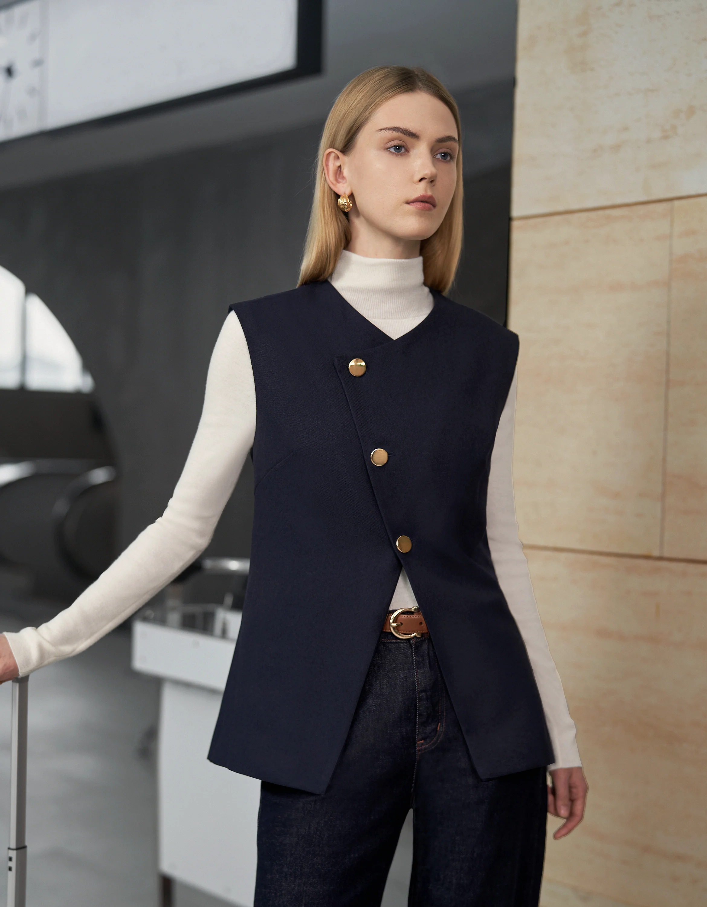 Asymmetric Button Front Vest - Image 17
