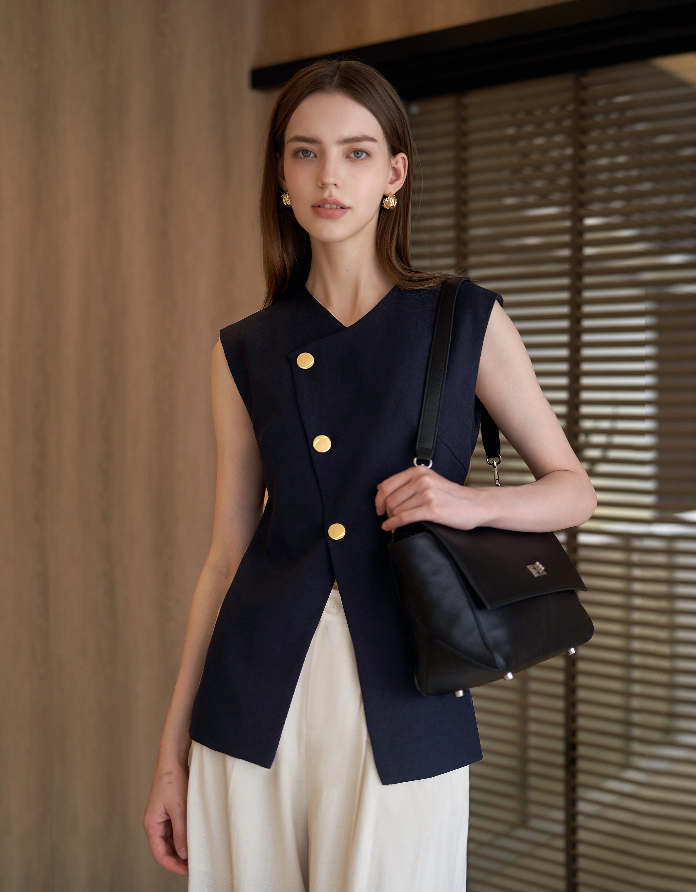 Asymmetric Button Front Vest - Image 18