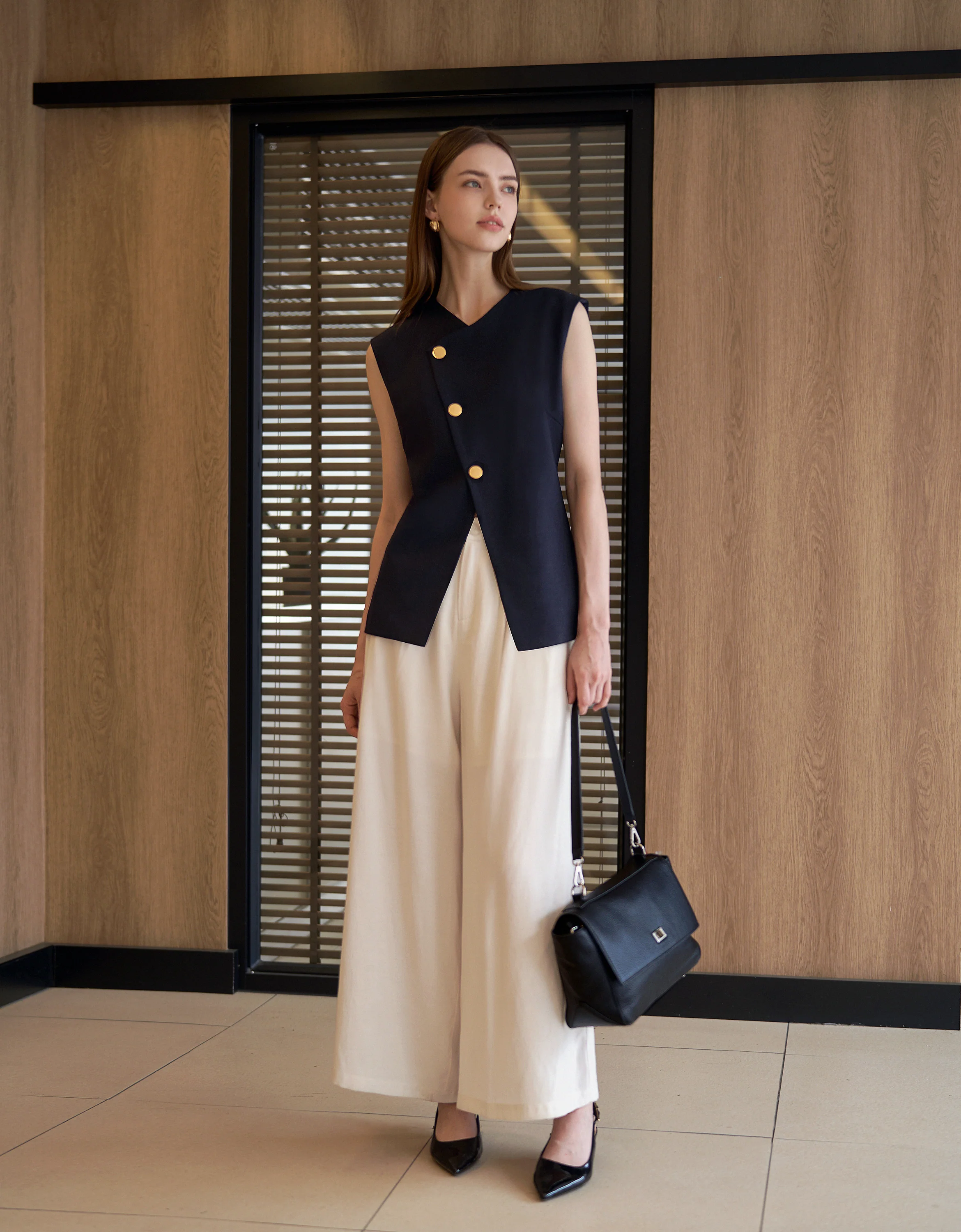 Asymmetric Button Front Vest - Image 19
