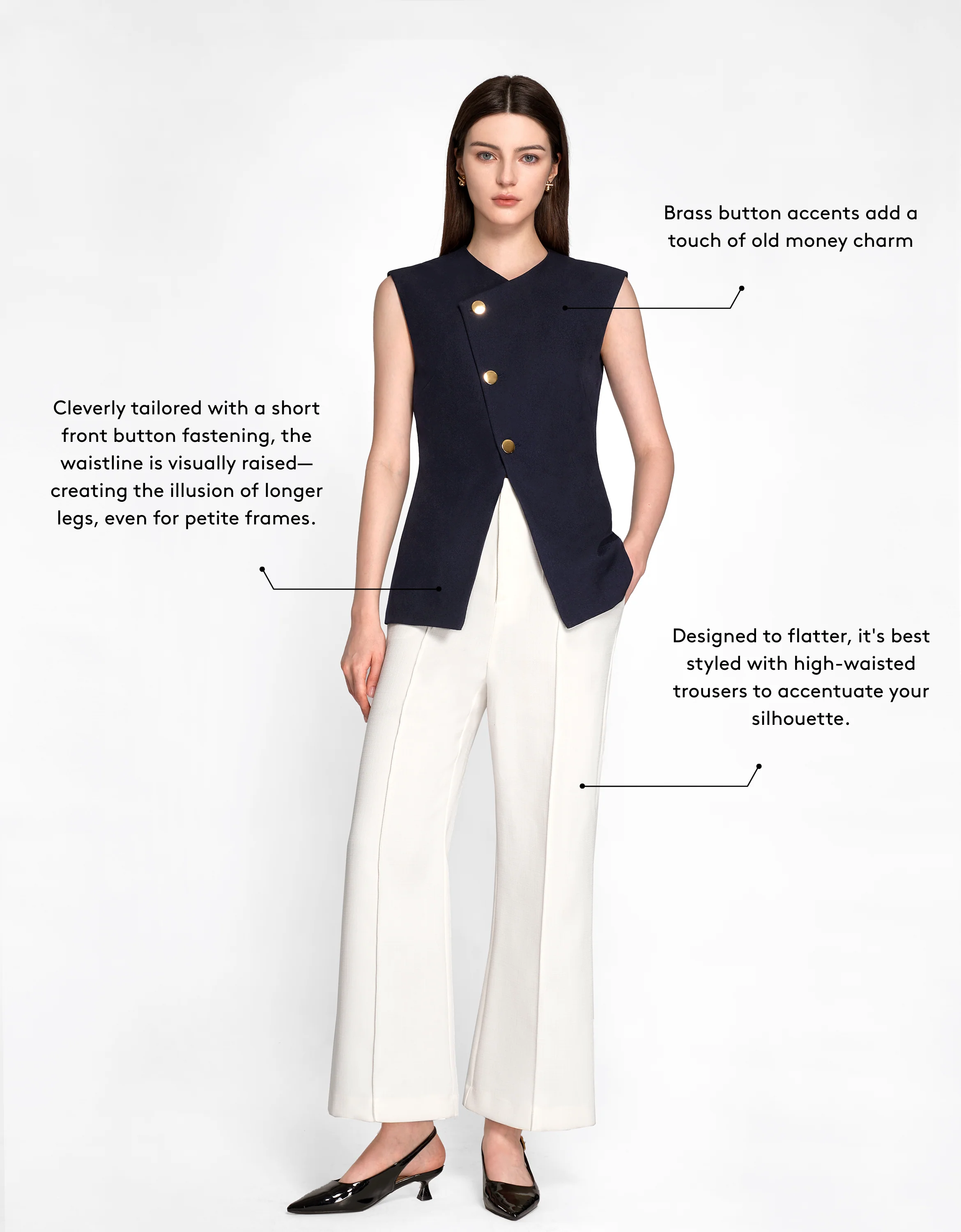 Asymmetric Button Front Vest - Image 20