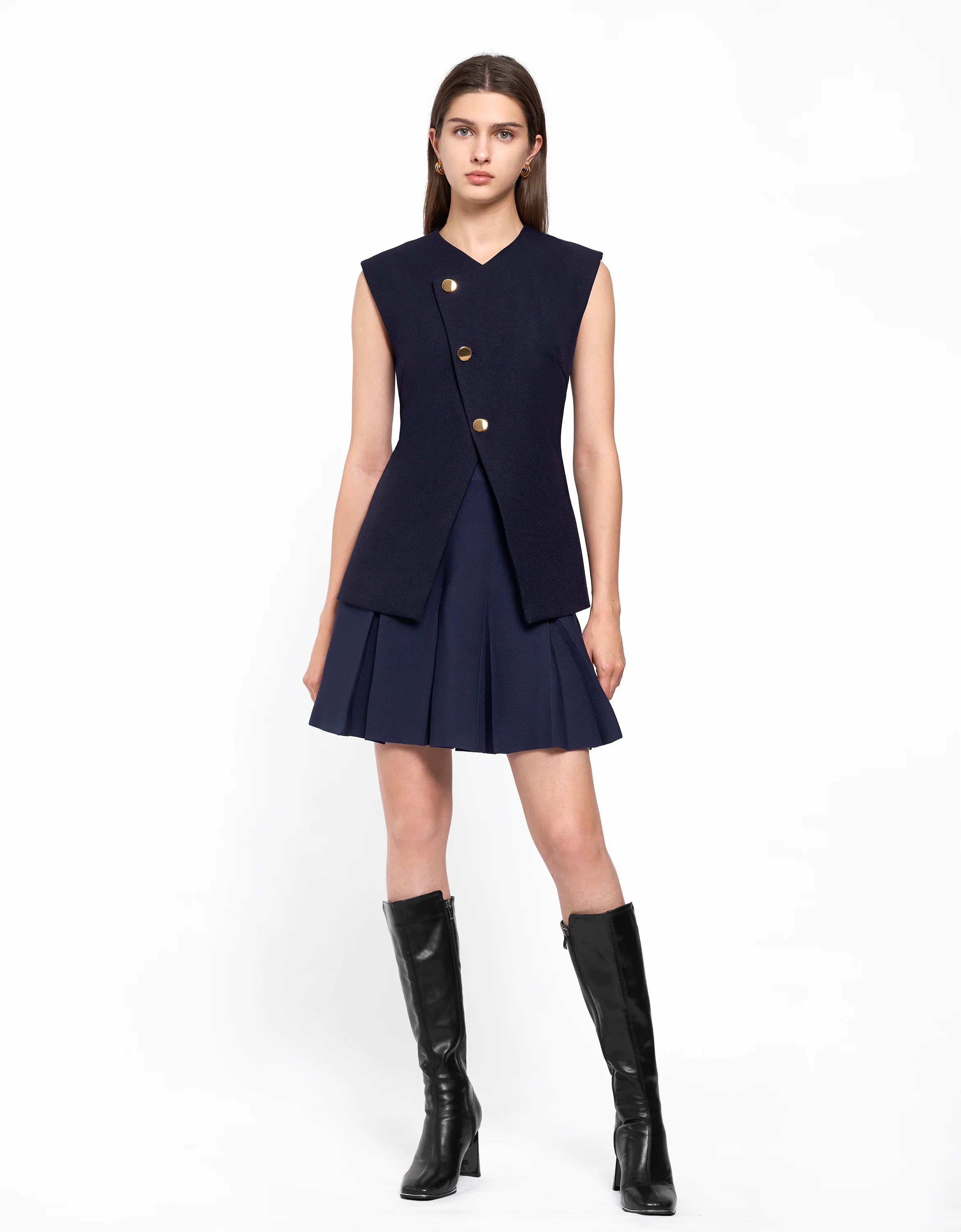 Asymmetric Button Front Vest - Image 21