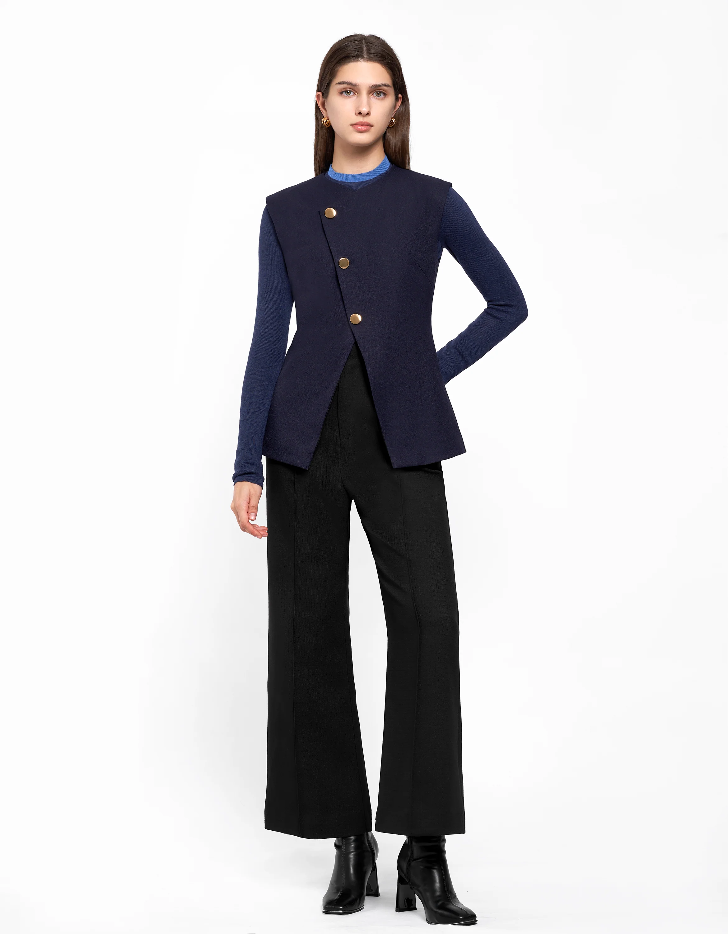 Asymmetric Button Front Vest - Image 22