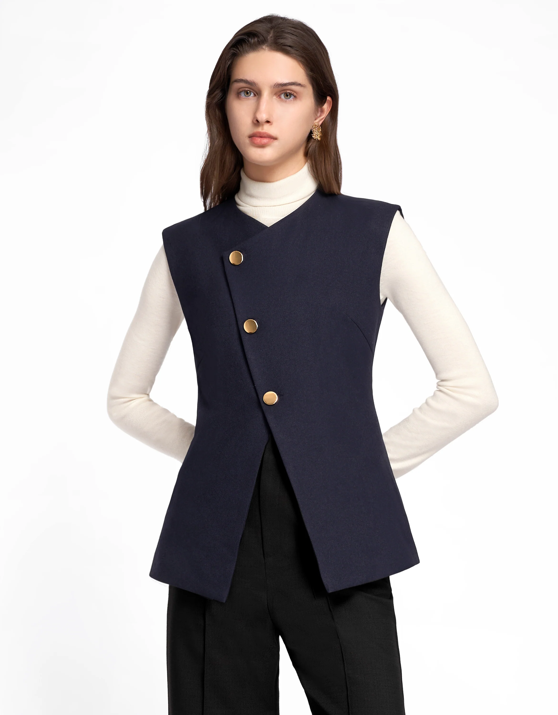 Asymmetric Button Front Vest - Image 23