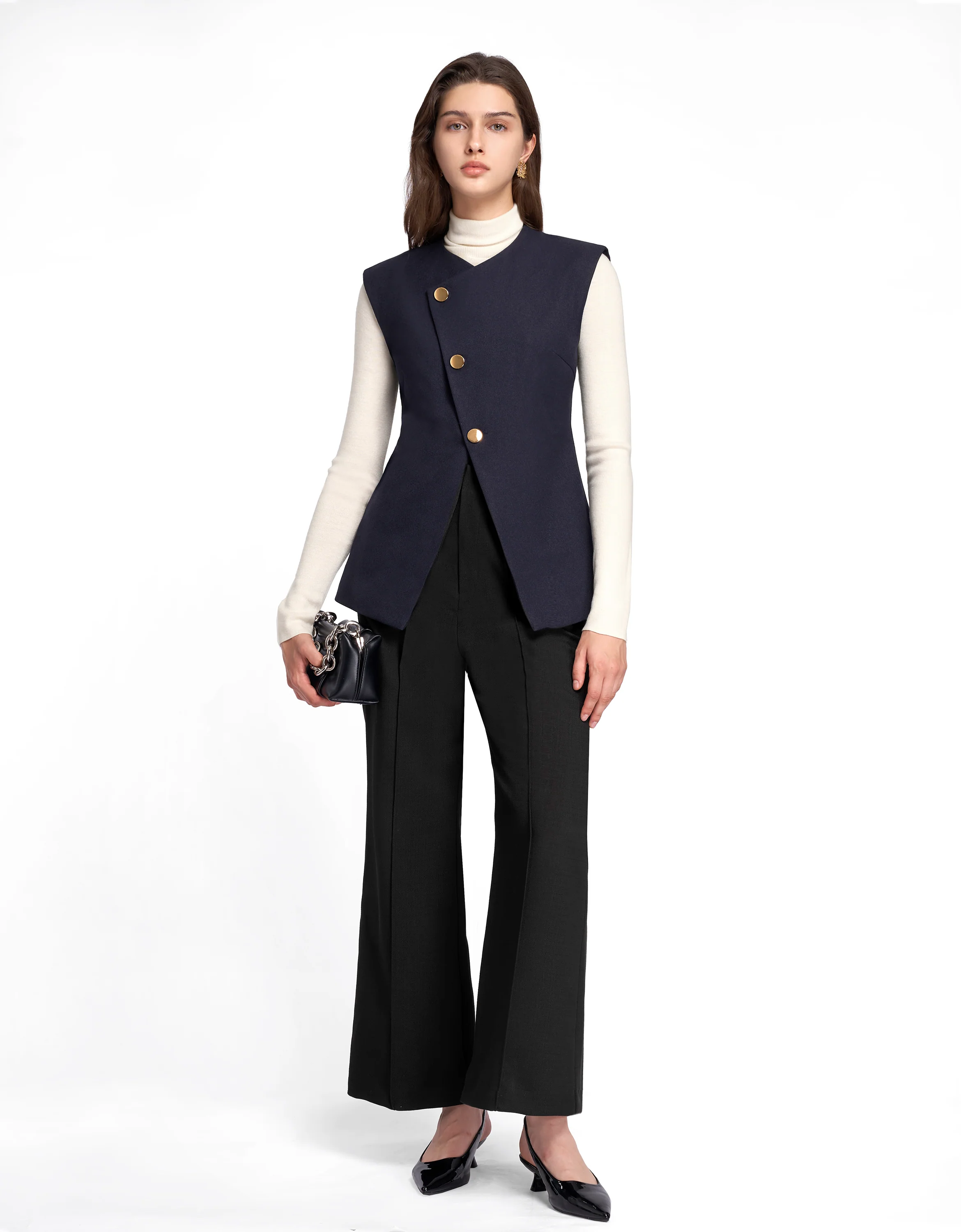 Asymmetric Button Front Vest - Image 24