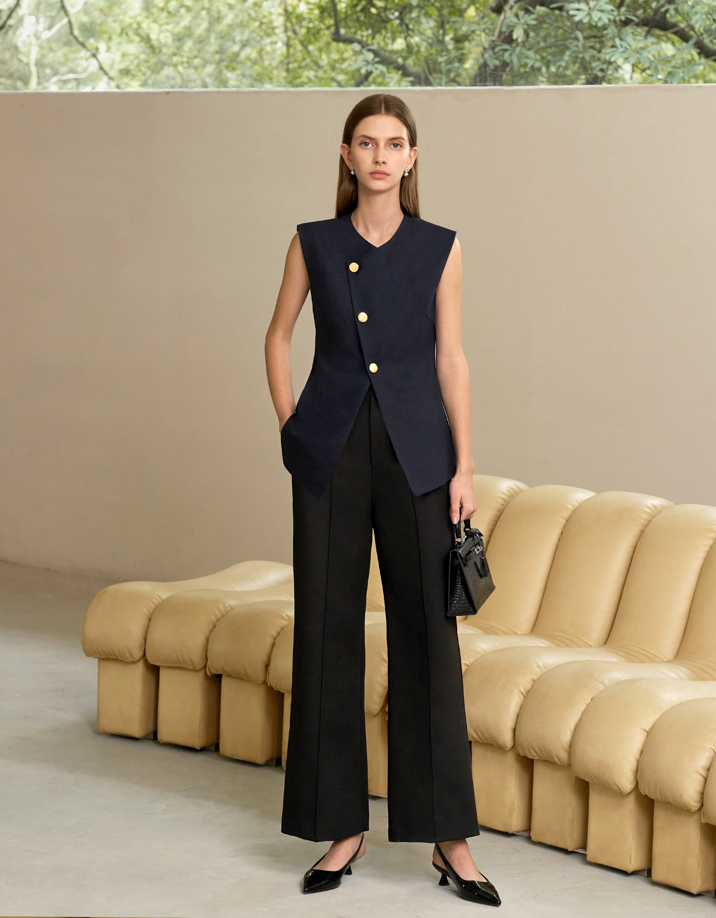 Asymmetric Button Front Vest - Image 26