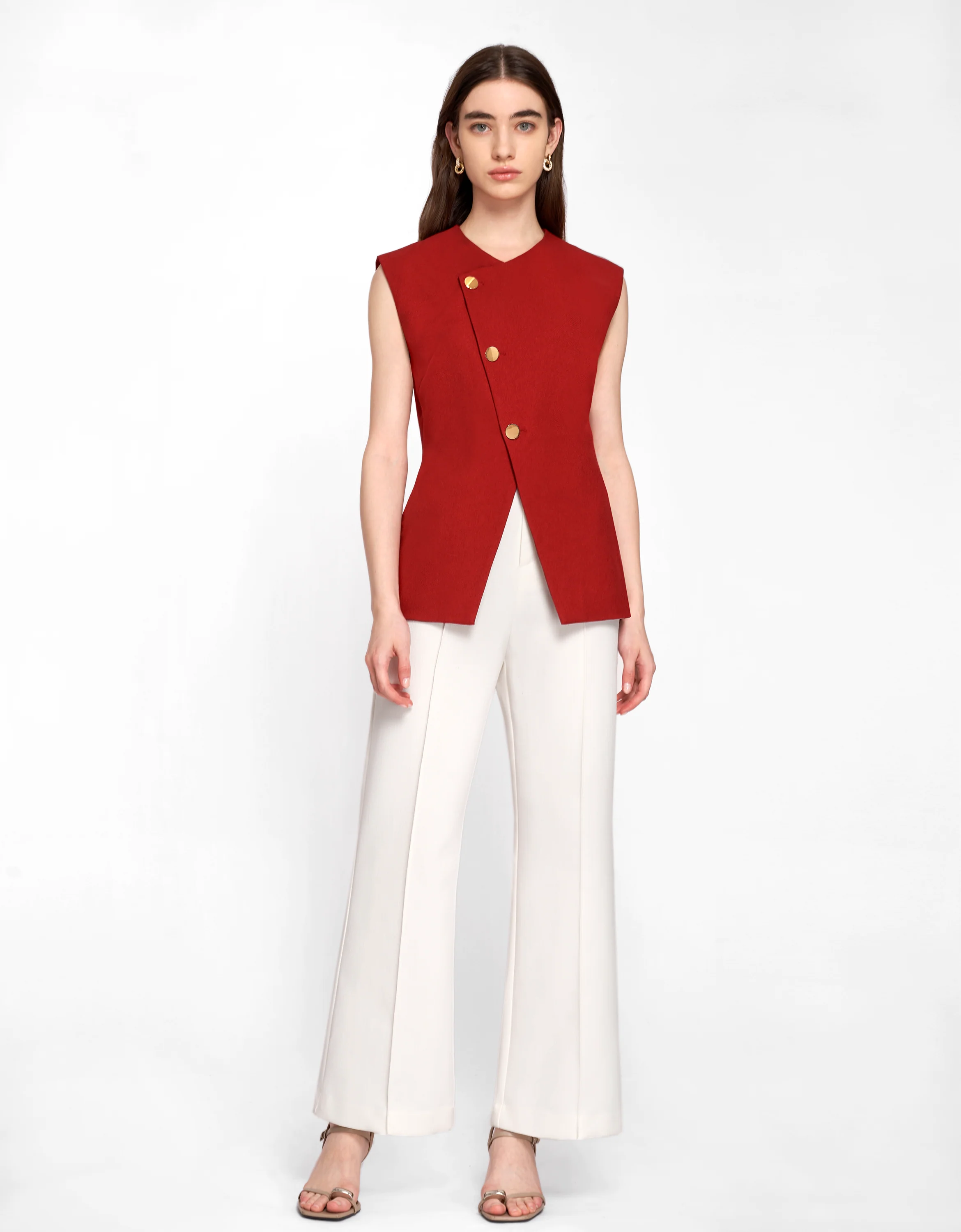 Asymmetric Button Front Vest - Image 3
