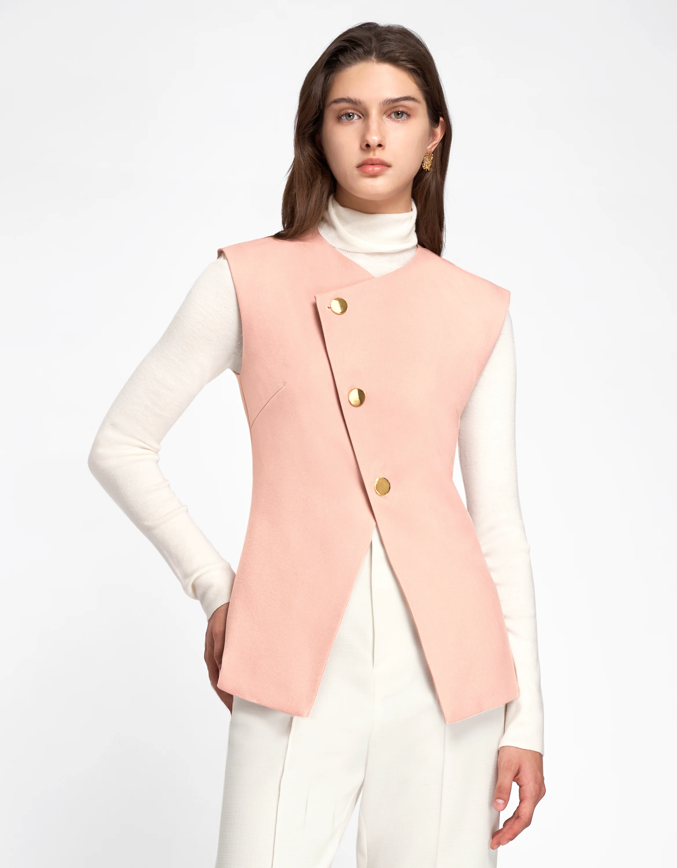 Asymmetric Button Front Vest - Image 31