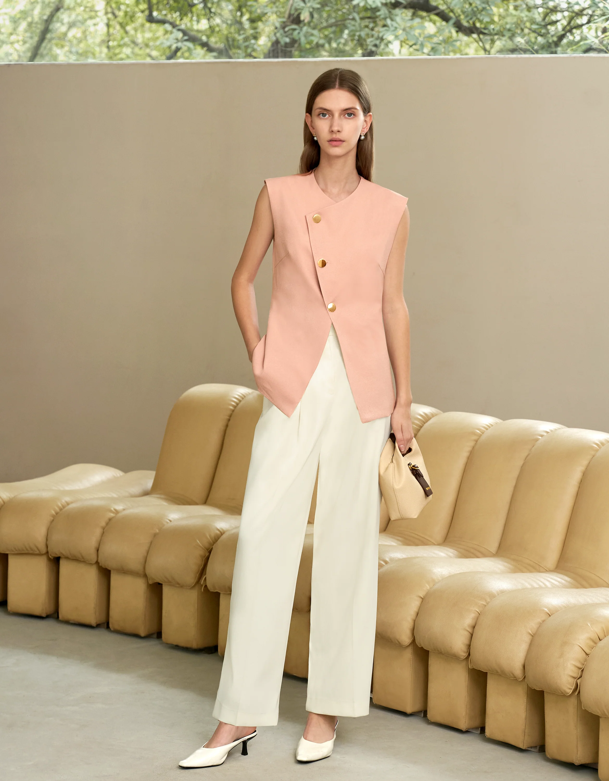 Asymmetric Button Front Vest - Image 32