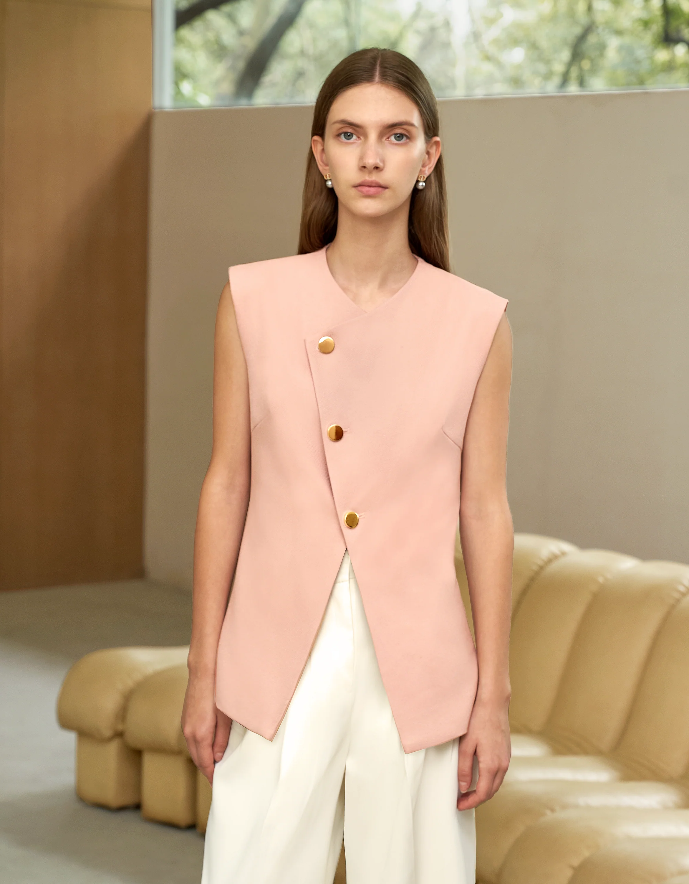 Asymmetric Button Front Vest - Image 33
