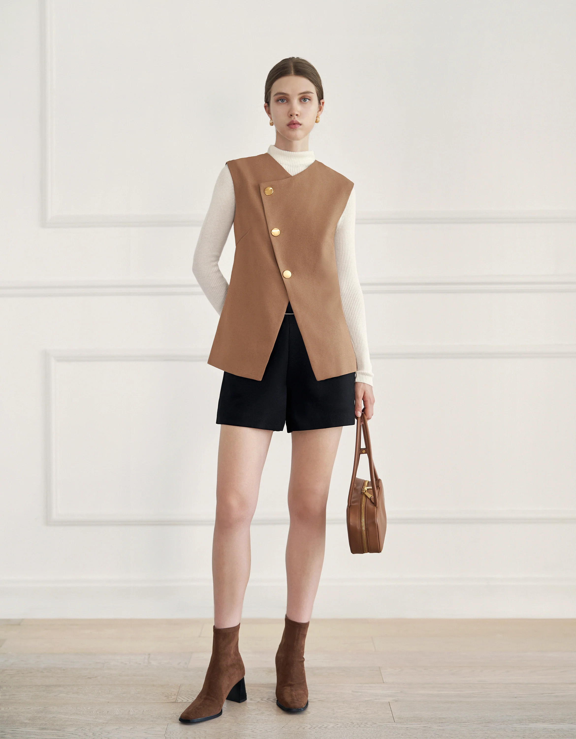 Asymmetric Button Front Vest - Image 8