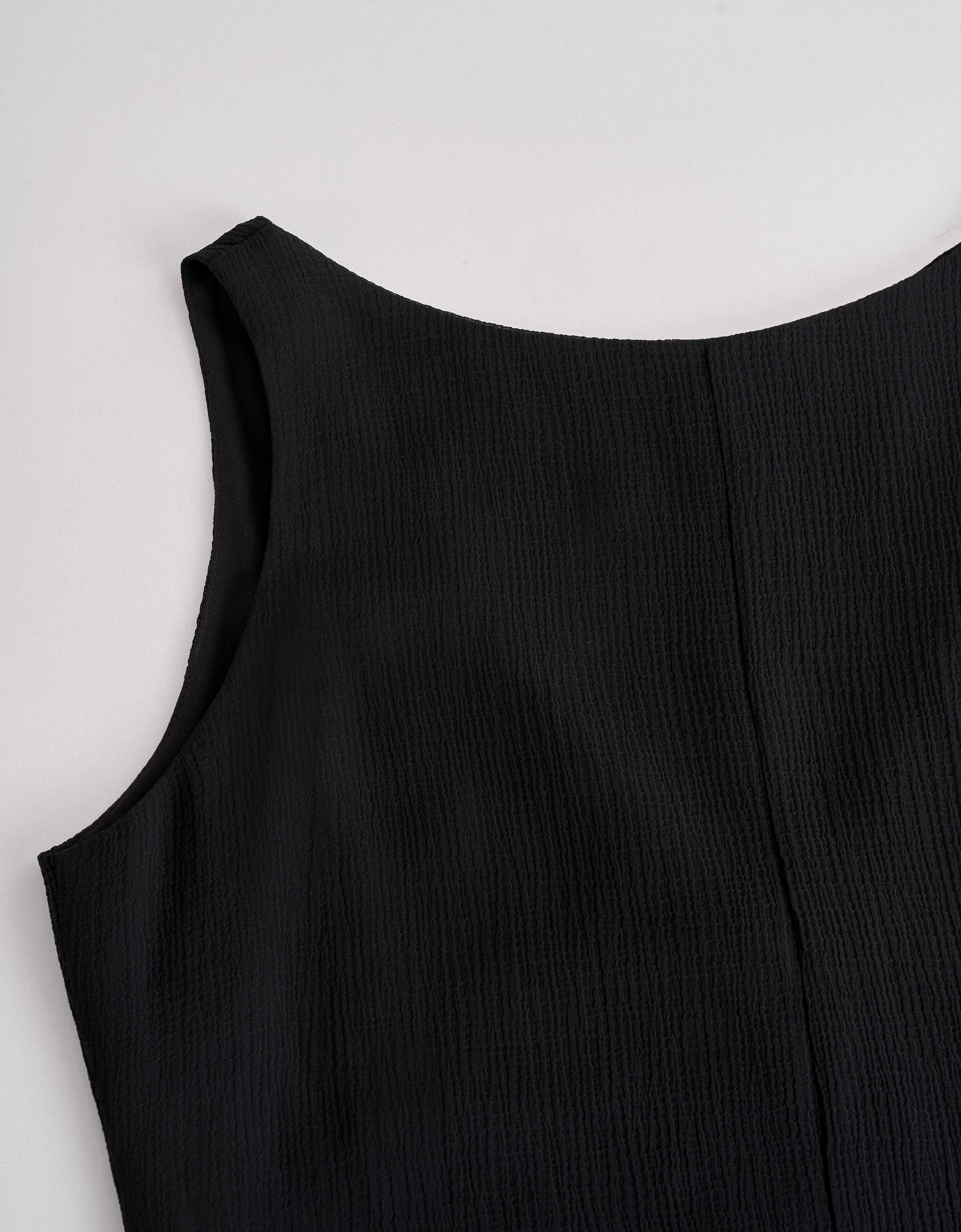 Asymmetric Hem Boat Neck Sleeveeless Dress - Image 6