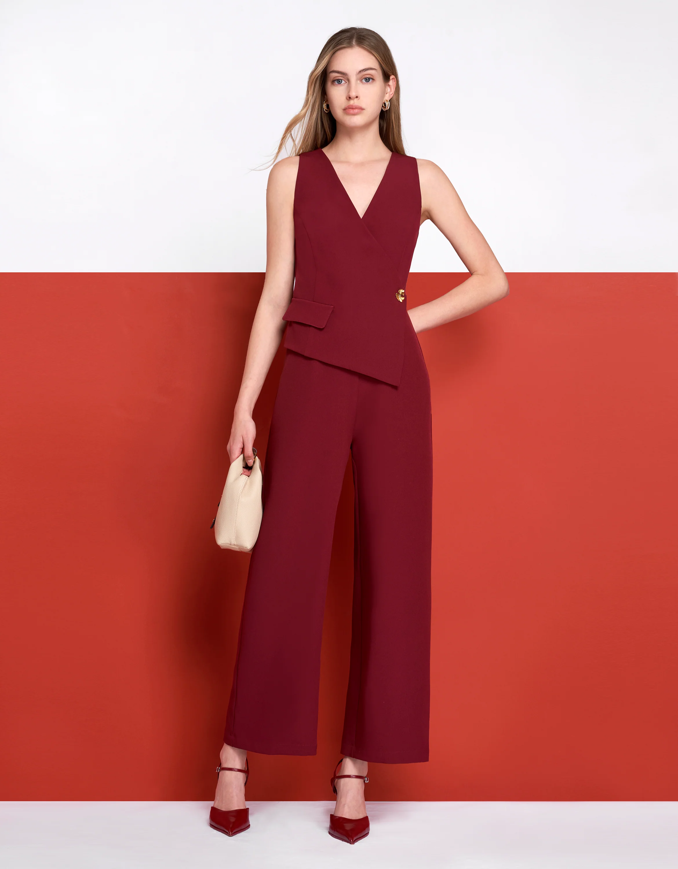 Asymmetric Wrap Front Jumpsuit - Image 19