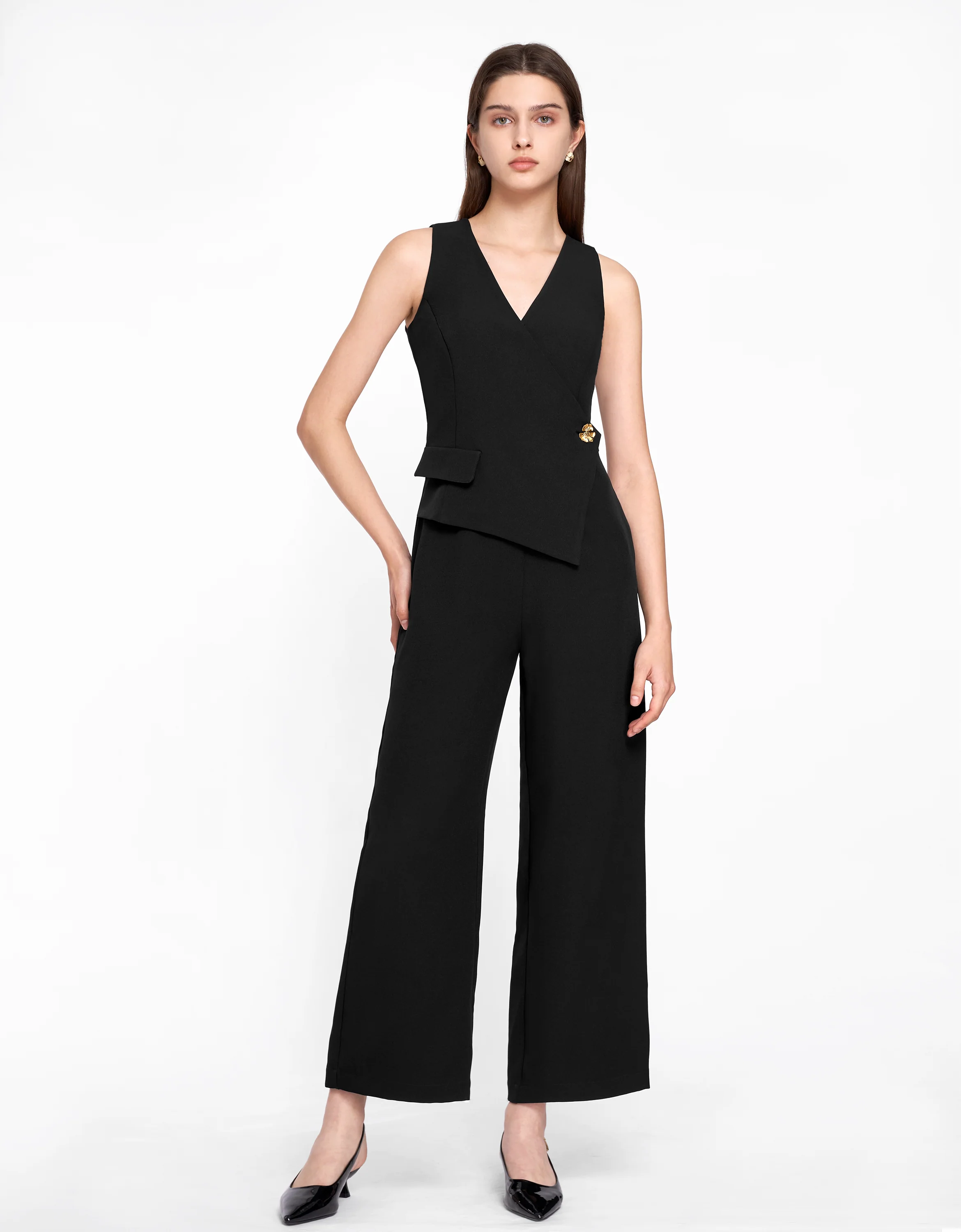 Asymmetric Wrap Front Jumpsuit - Image 5