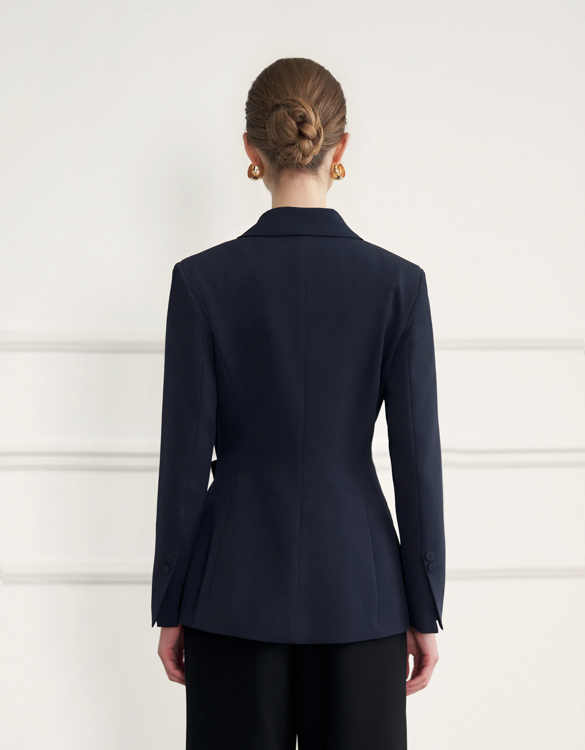 Asymmetric Wrap Front Suit Blazer - Image 5