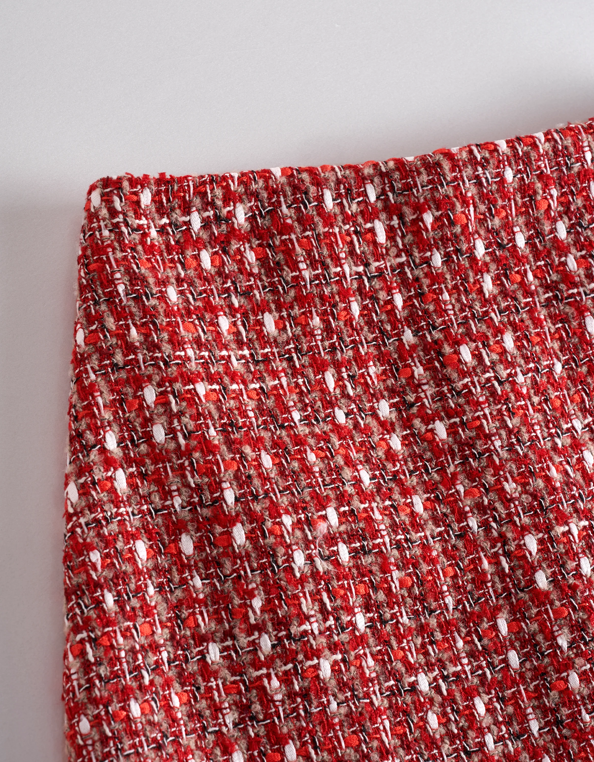 Back Metal Zip Tweed Skirt - Image 6