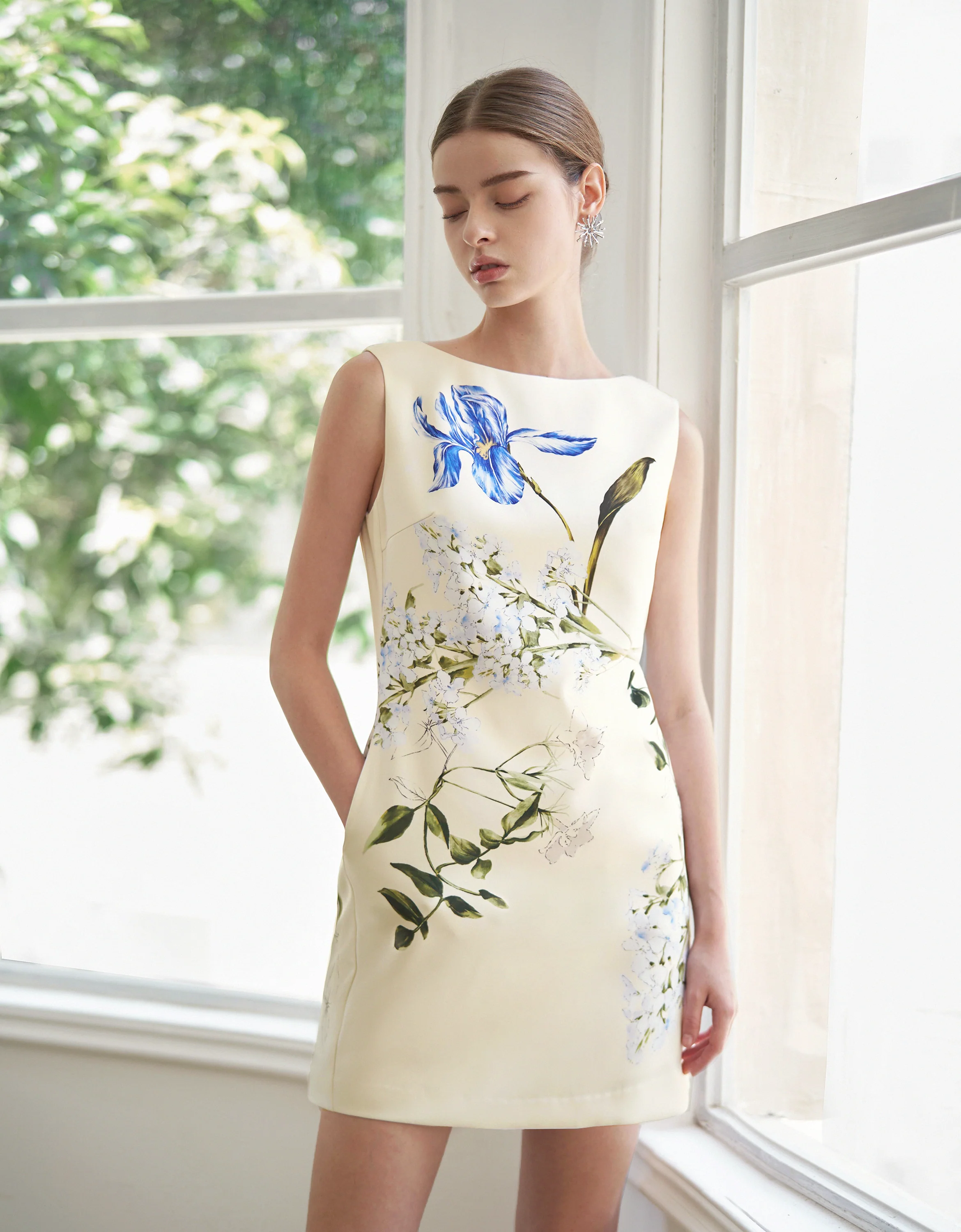 Boat Neck Floral Print Dress - Image 3
