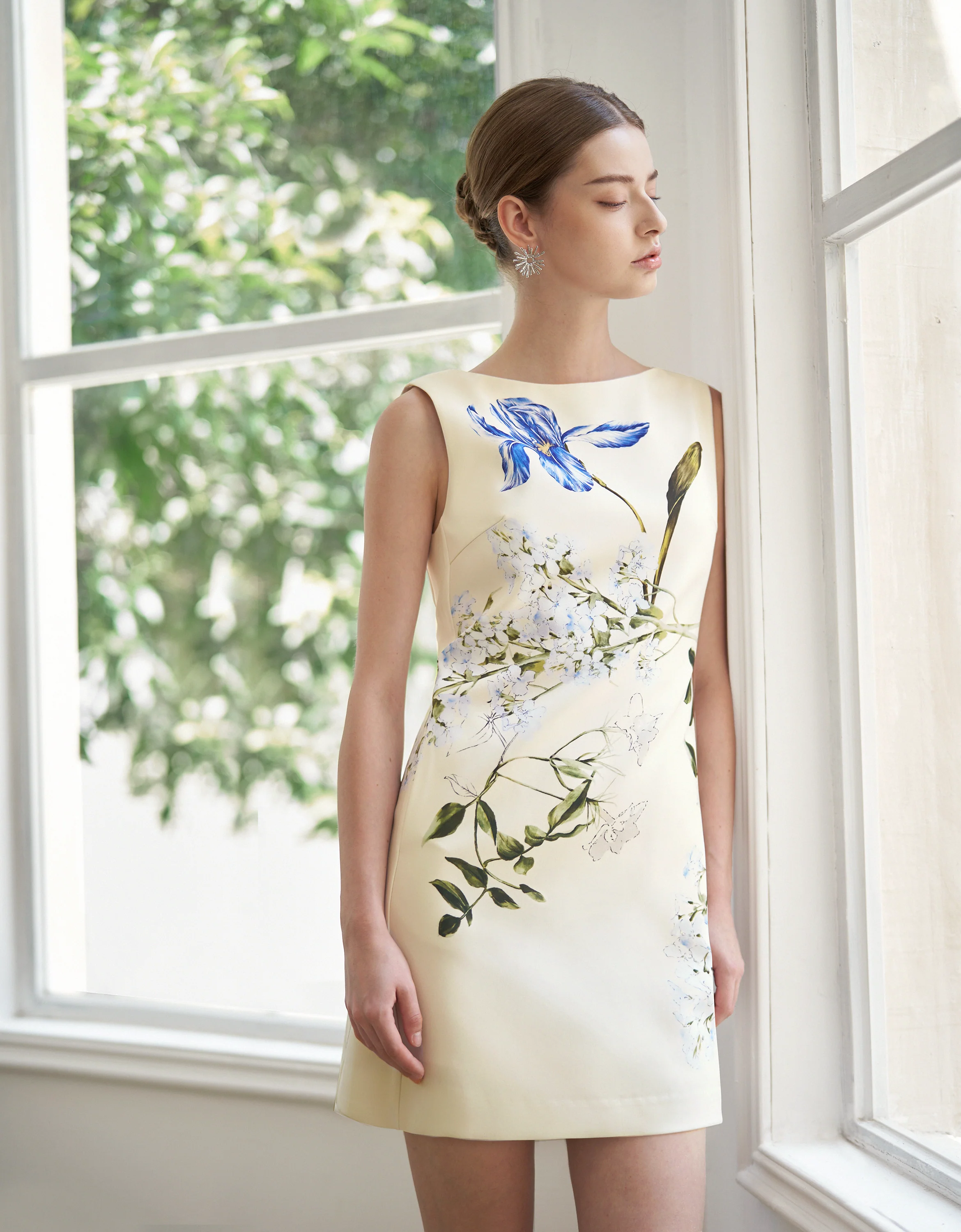 Boat Neck Floral Print Dress - Image 4