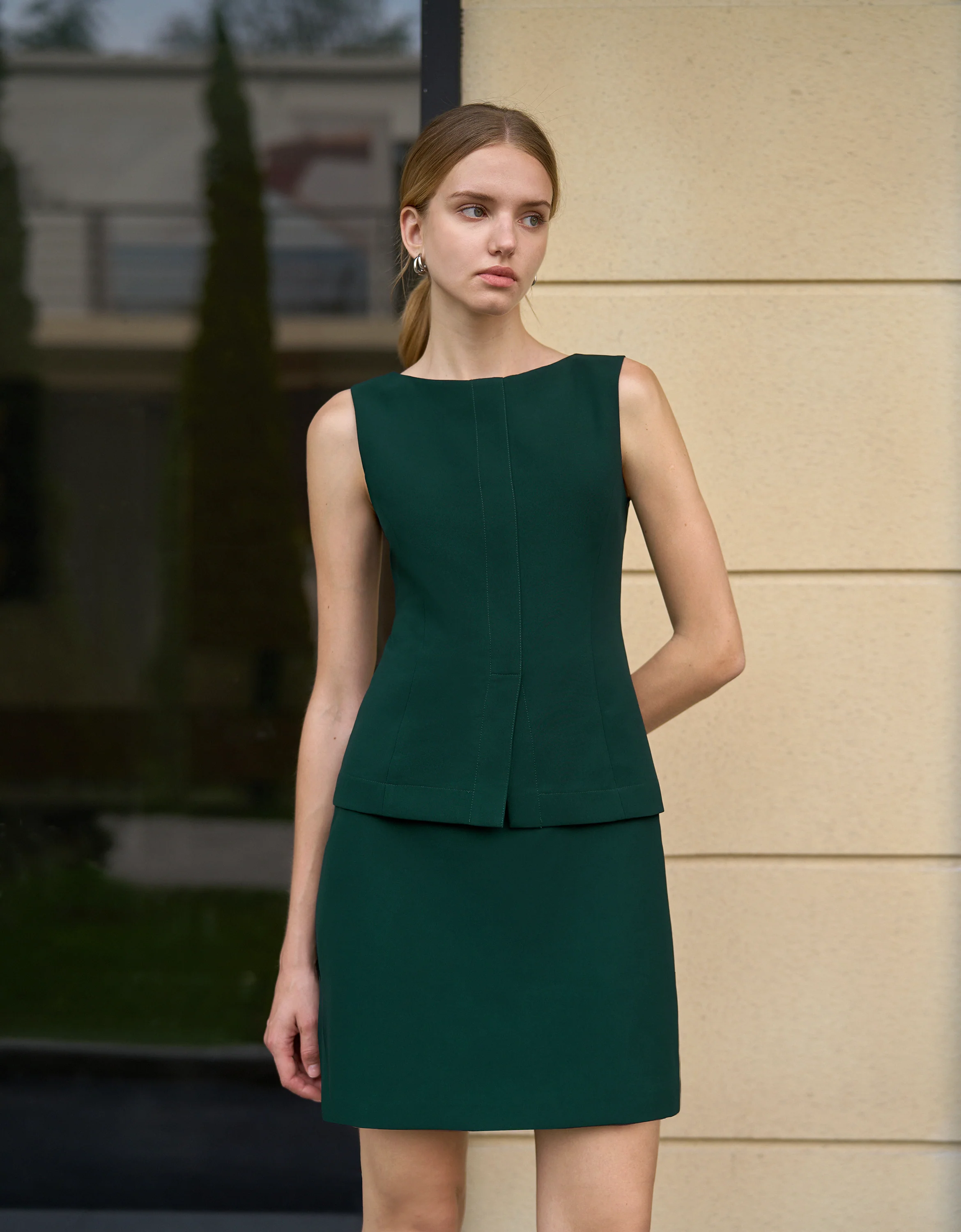 Boat Neck Layered Sleeveless Dress - Image 2