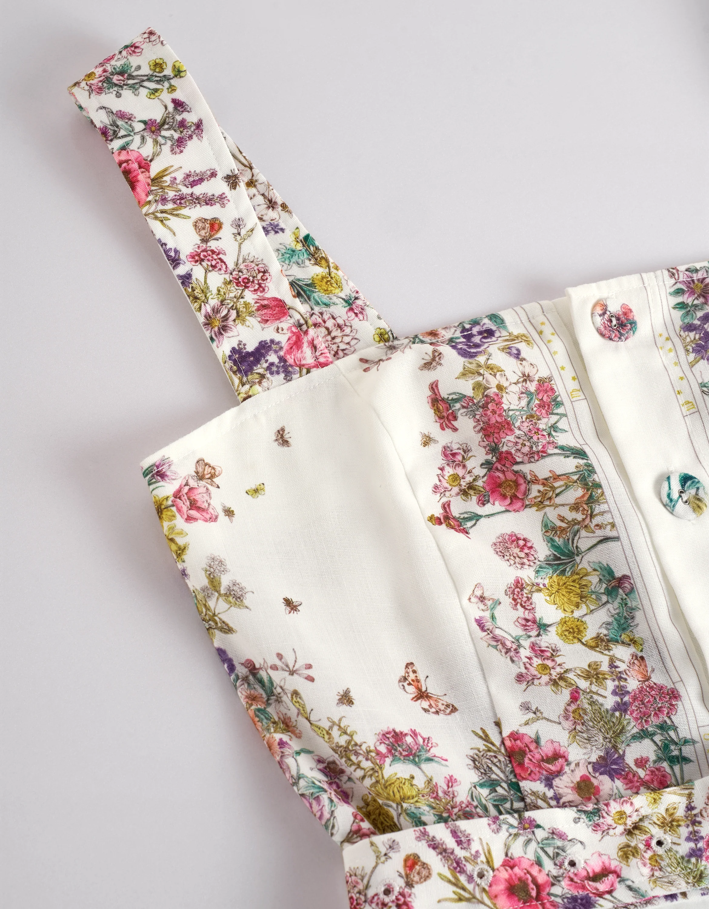 Botanical Print Button Front Belted Romper - Image 5