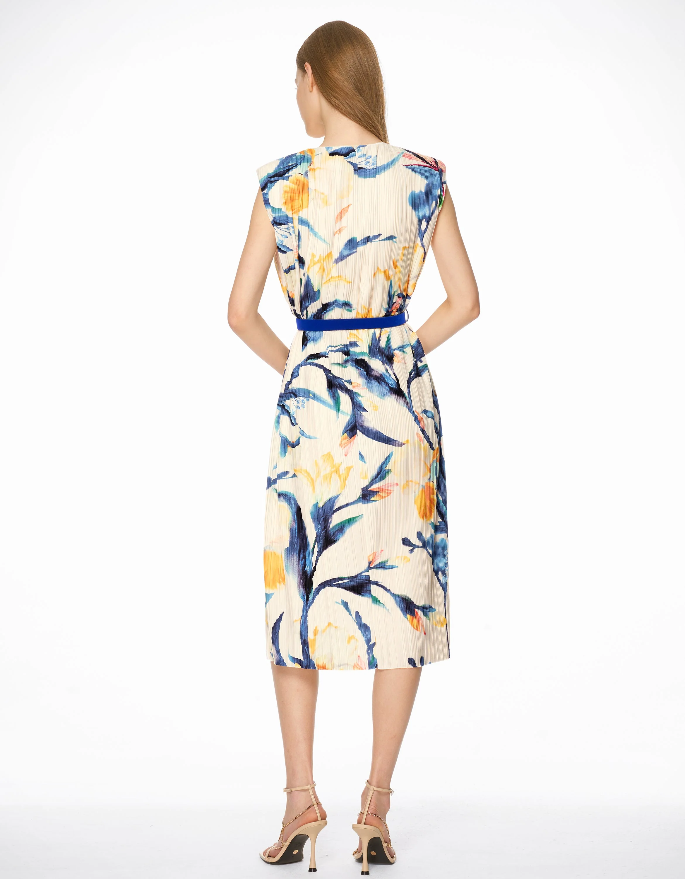 Botanical Print Pleated Dress - Image 3