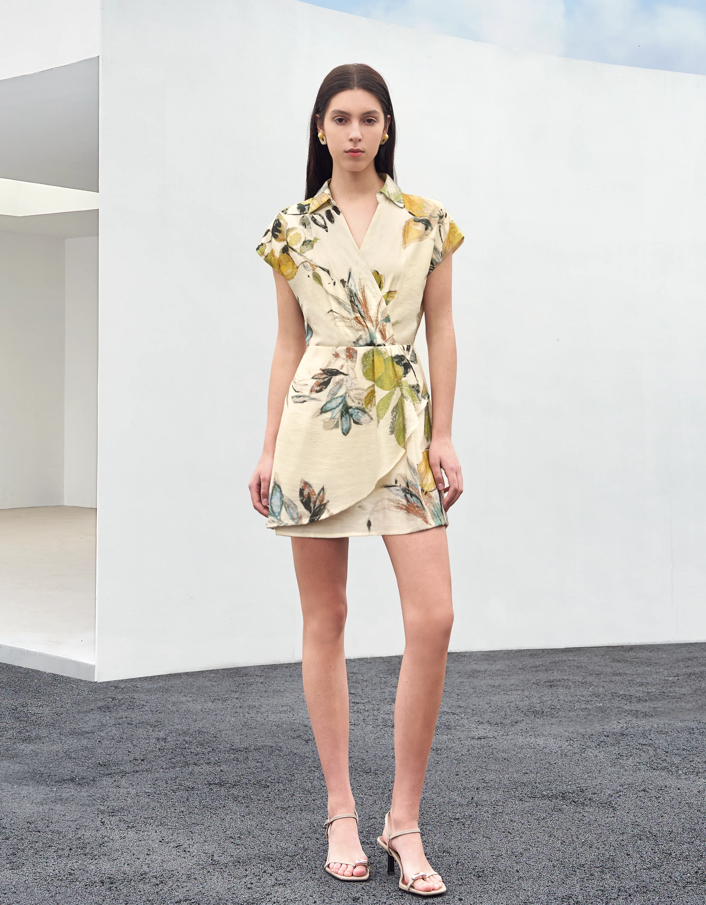 Botanical Print Wrap Front Dress - Image 3