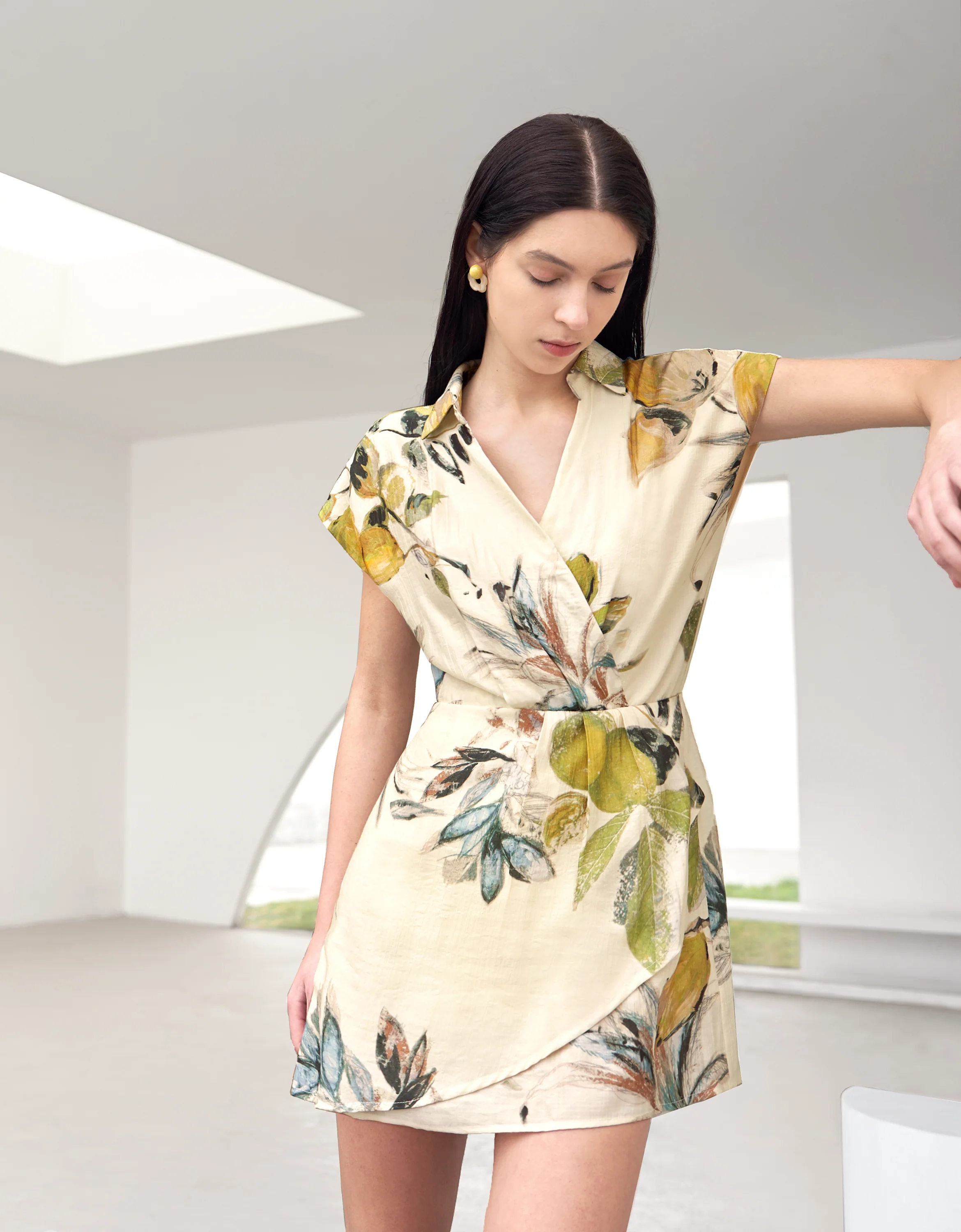 Botanical Print Wrap Front Dress - Image 4
