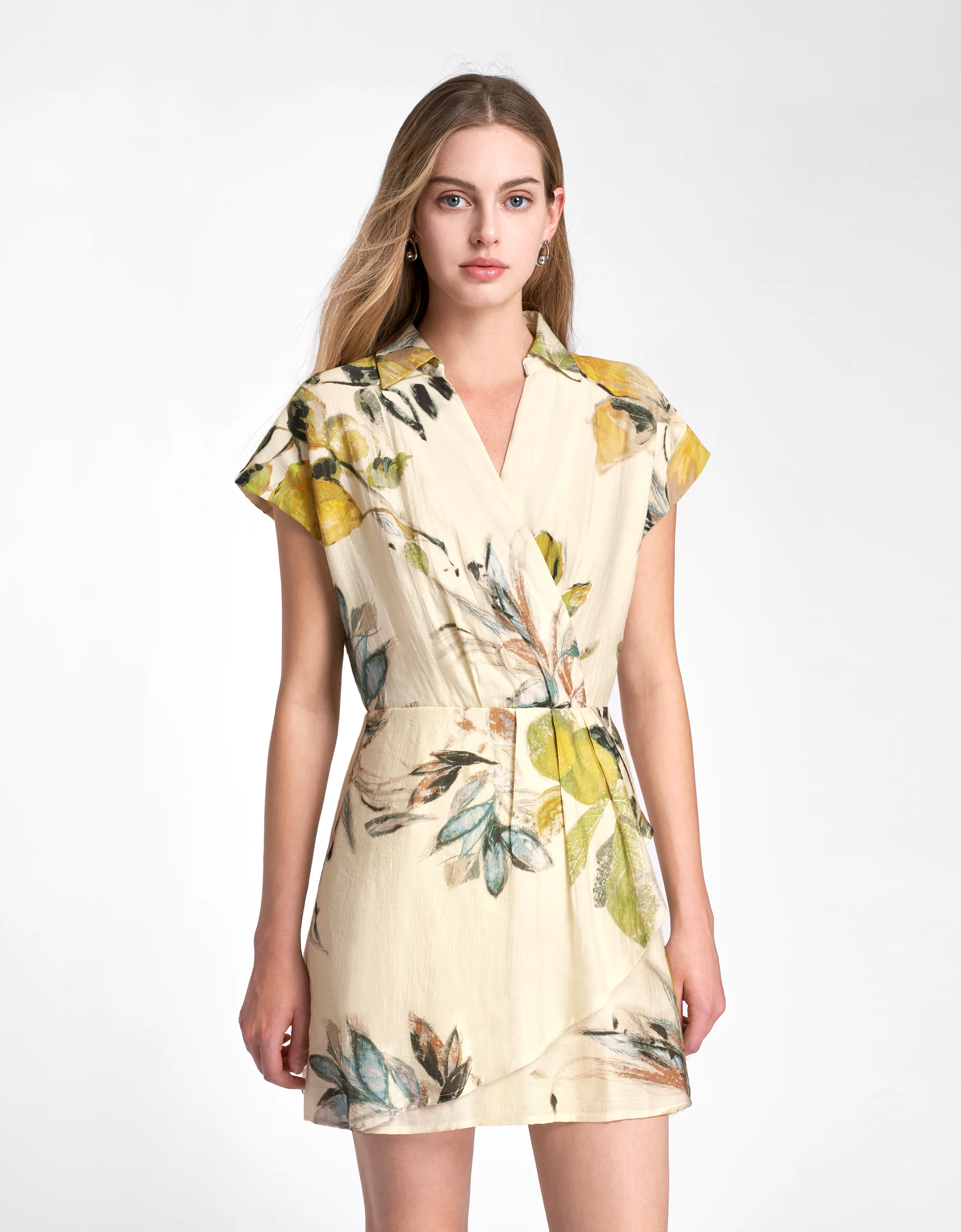 Botanical Print Wrap Front Dress - Image 6