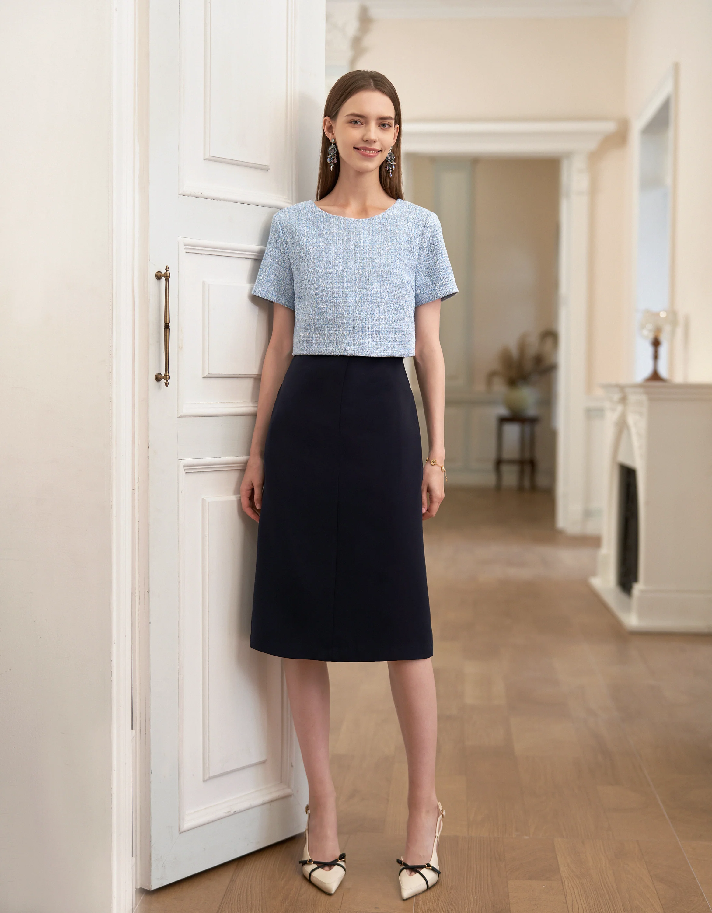 Bow Detail Colorblock Short Sleeve Midi Dress - Image 6